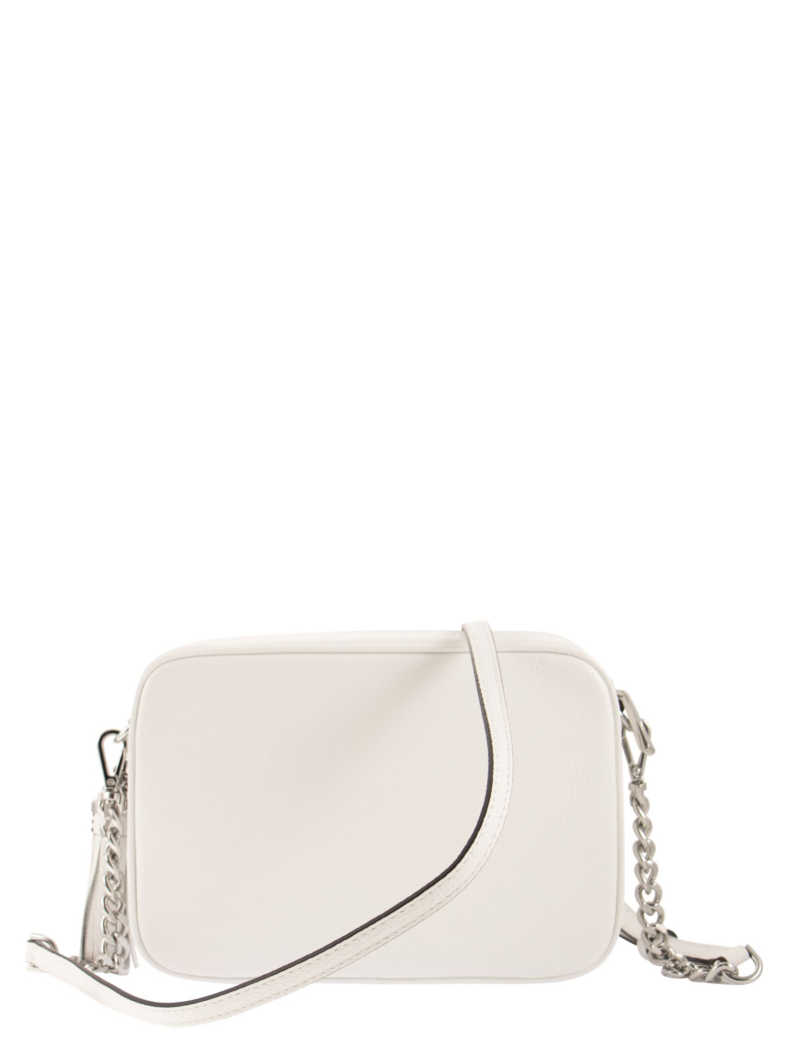 Shop Michael Kors Ginny - Leather Crossbody Bag In White
