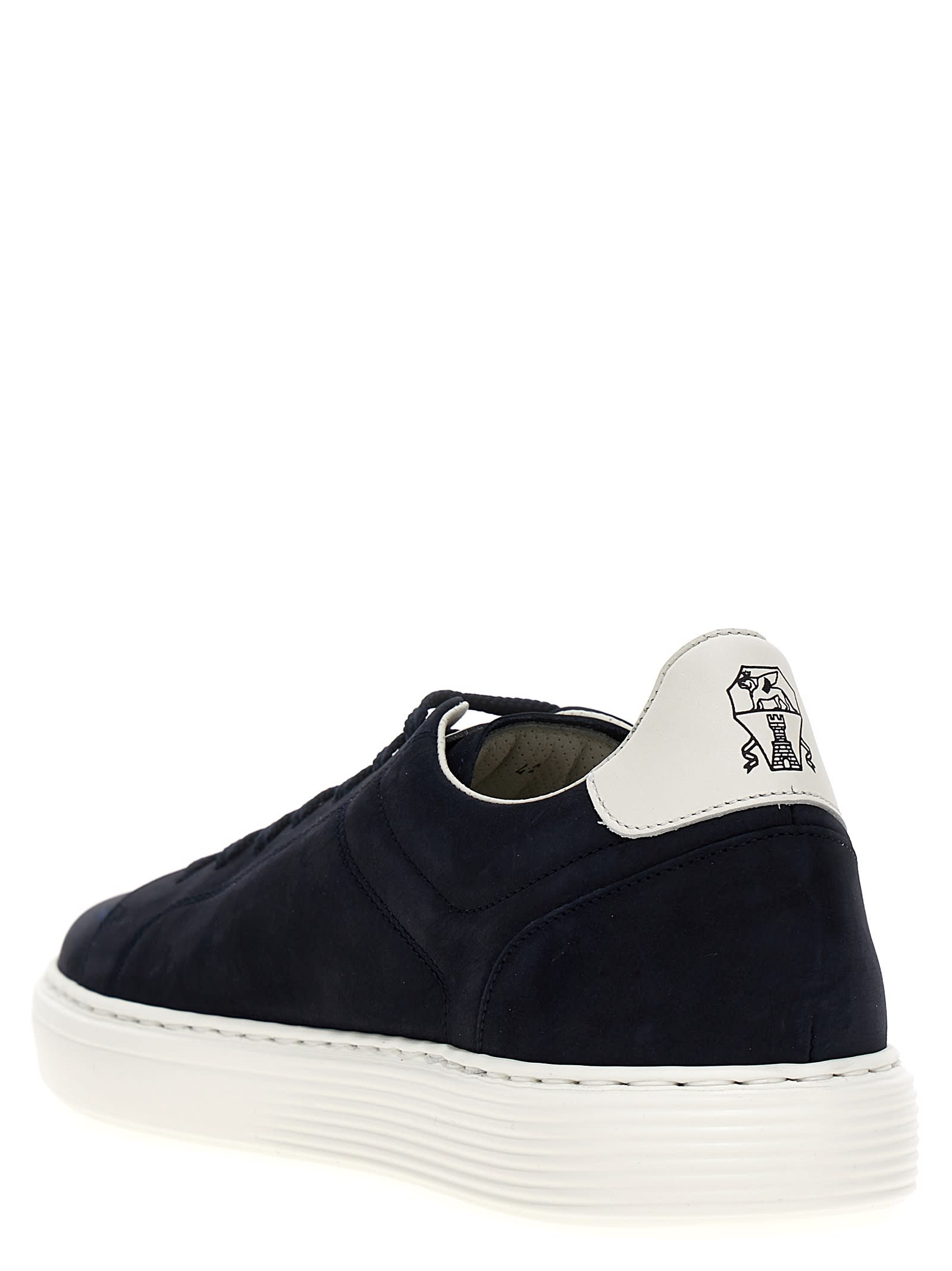 Shop Brunello Cucinelli Leather Sneakers In Blue