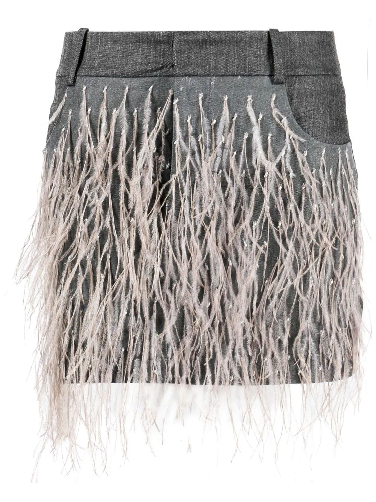 The Mannei Venice Feather-detail Mini Skirt