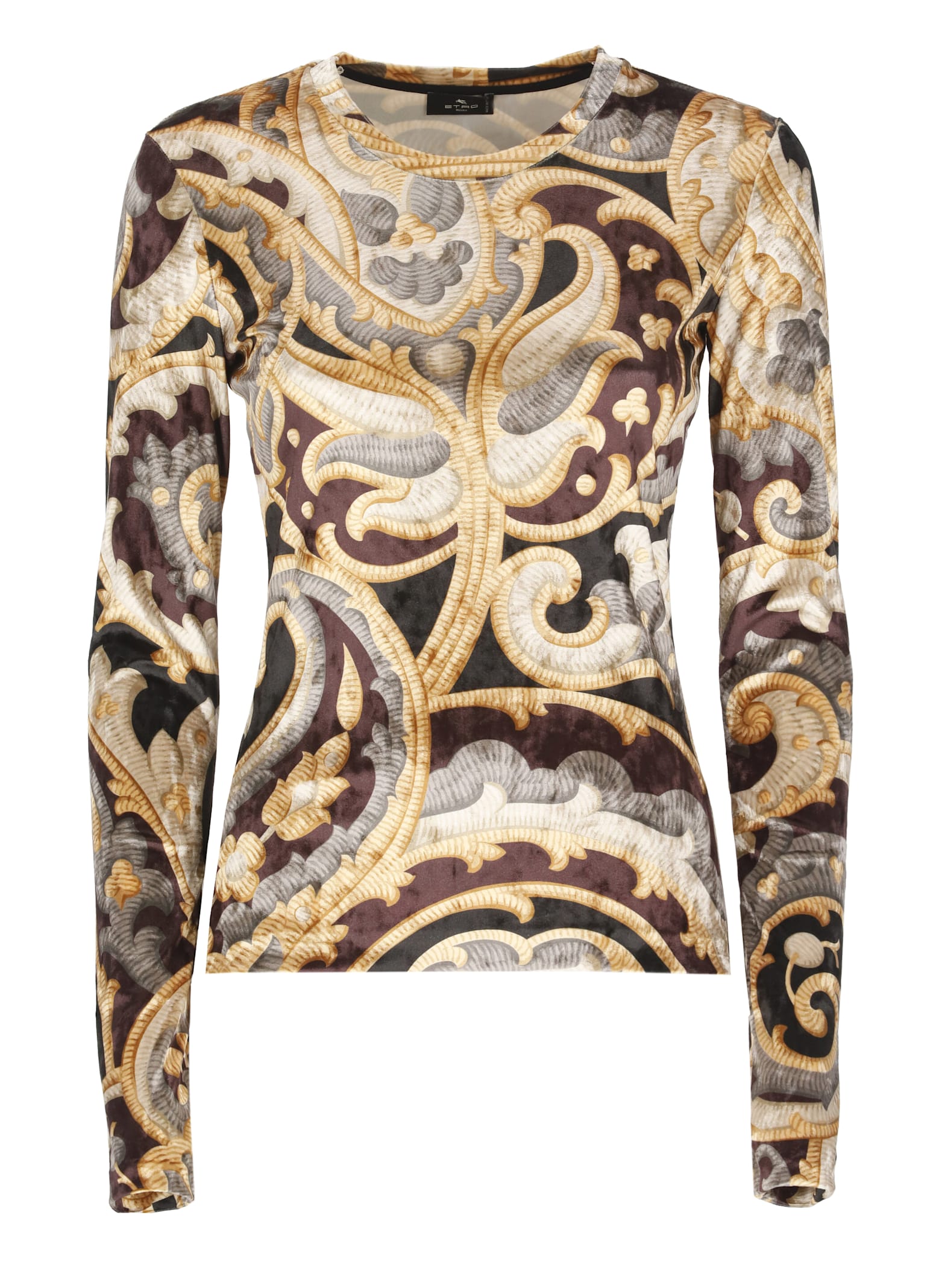 Shop Etro Chenille Sweater With Print In Multicolour