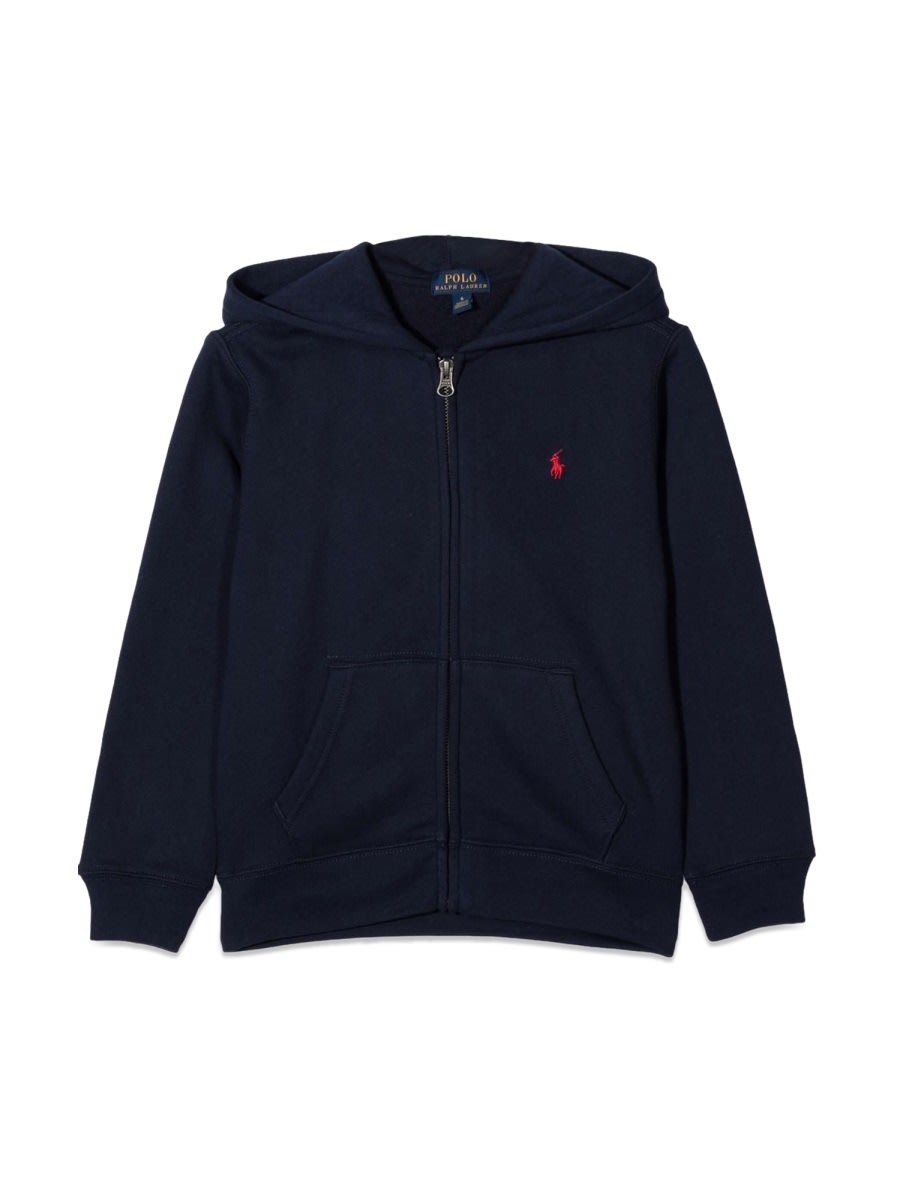 Shop Polo Ralph Lauren Double-knit Full-zip Hoodie In Blue