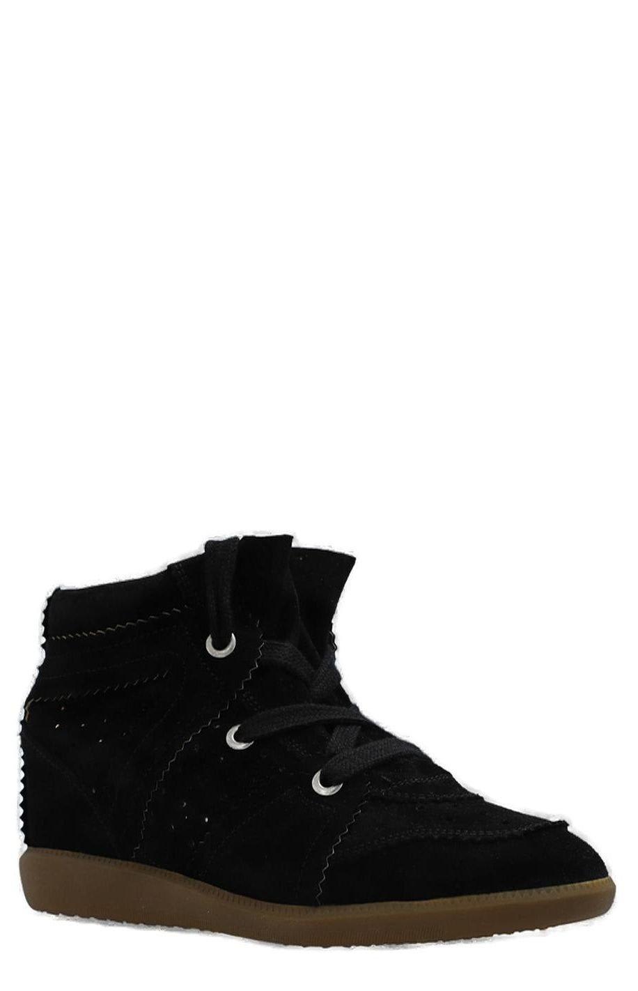 Shop Isabel Marant Bobby Lace-up Wedge Sneakers In Black