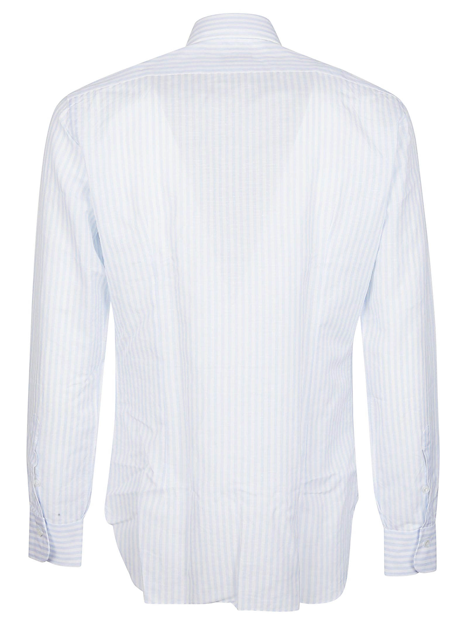 Shop Barba Napoli Neck Shirt In Bianco/azzurro