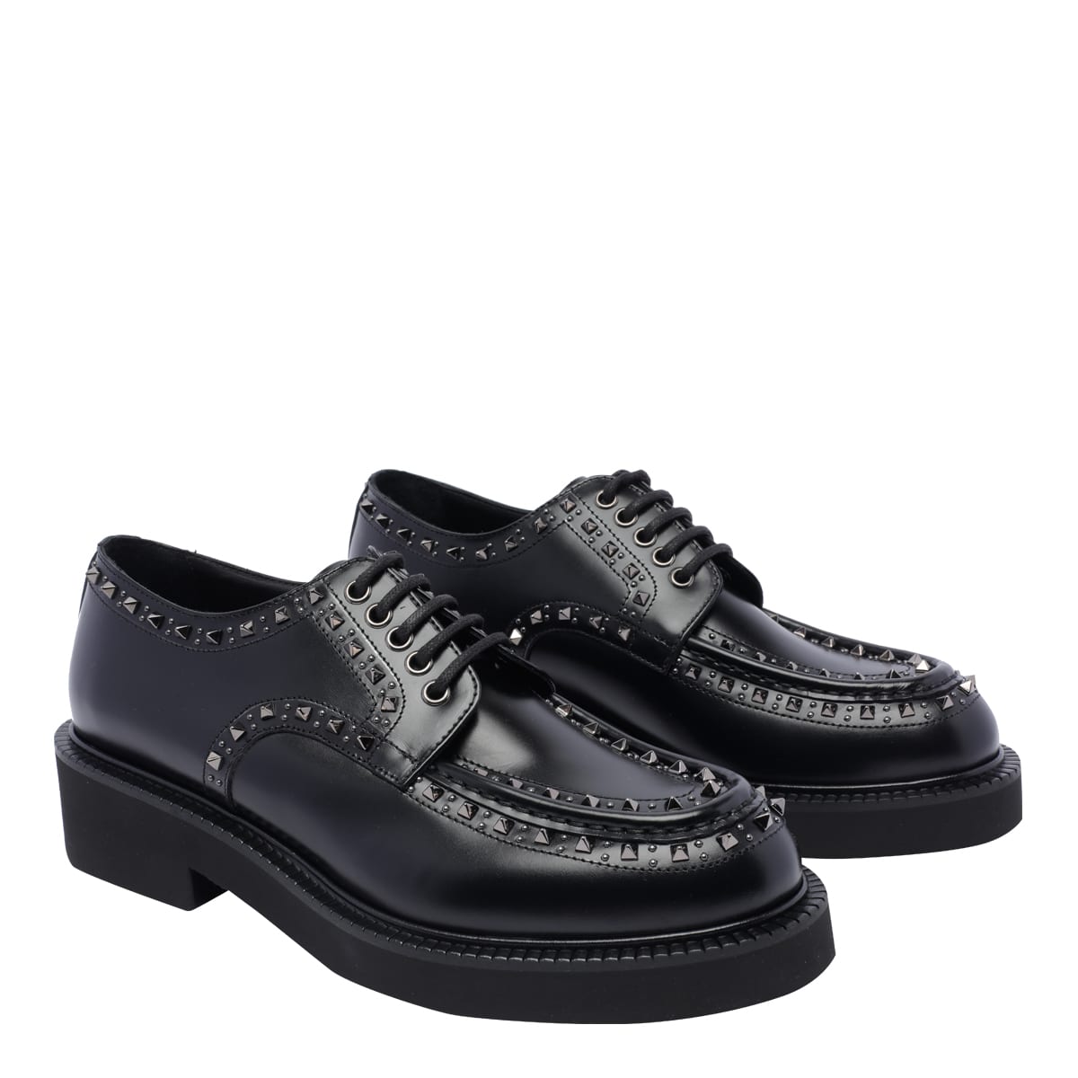 Shop Valentino Gentleglam Laced Up Shoes In Black