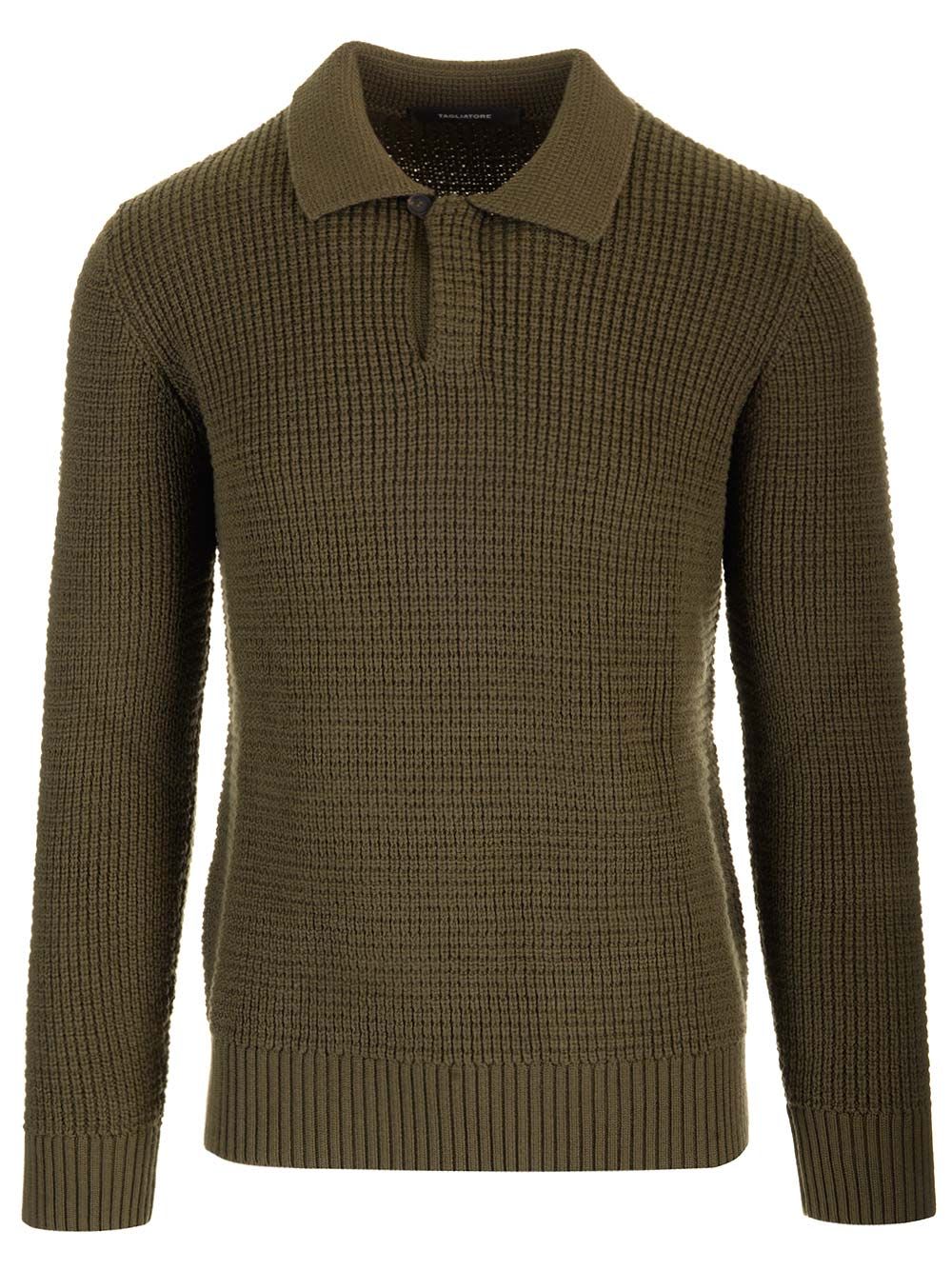 Shop Tagliatore Wool Polo Shirt In Green