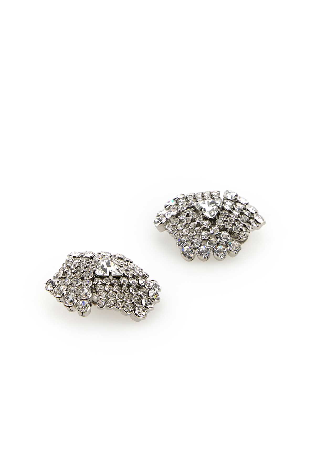 Shop Alessandra Rich Embellished Metal Earrings In Crysilver