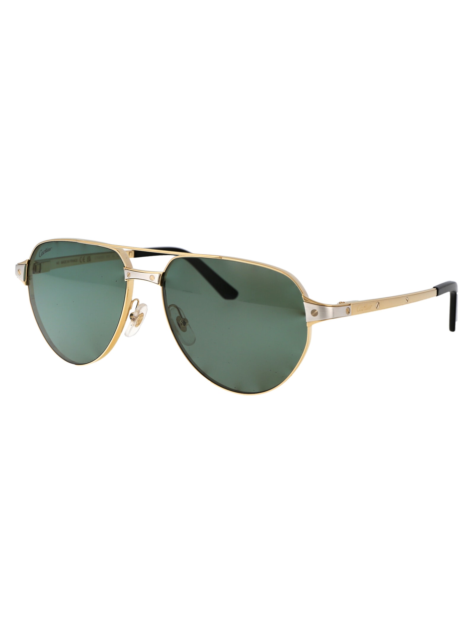 Shop Cartier Ct0425s Sunglasses In 002 Gold Gold Green