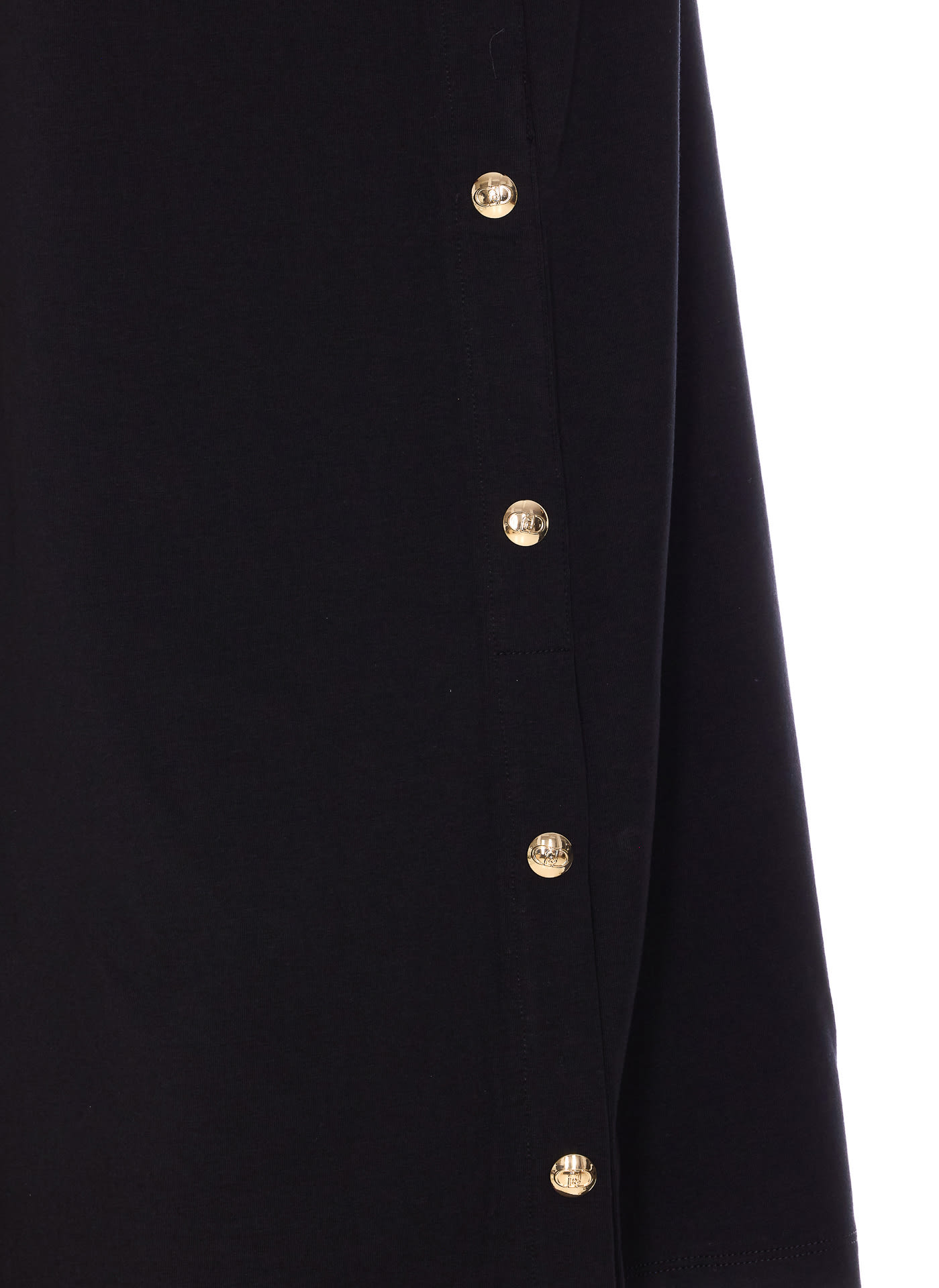 Liu •jo Crewneck T-shirt Button Embellishments In Black