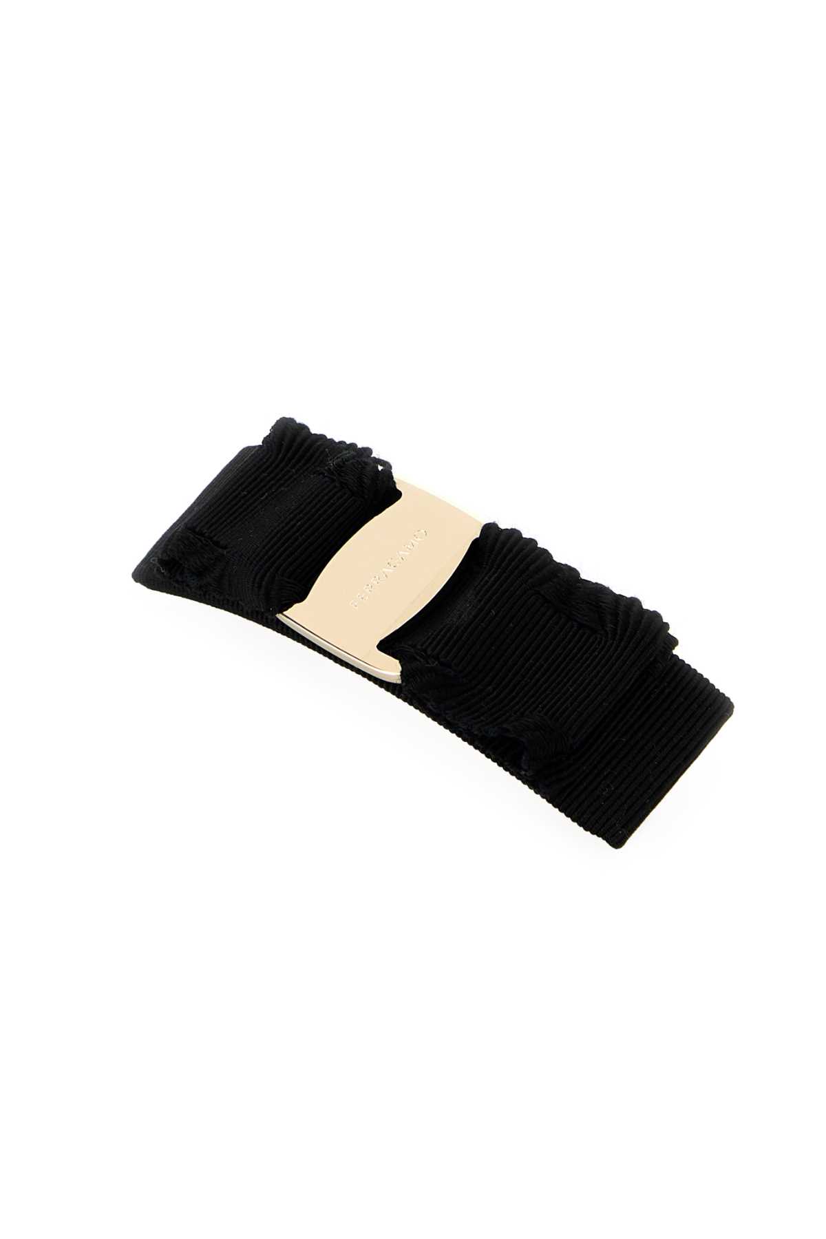 FERRAGAMO BLACK FABRIC VARA HAIR CLIP