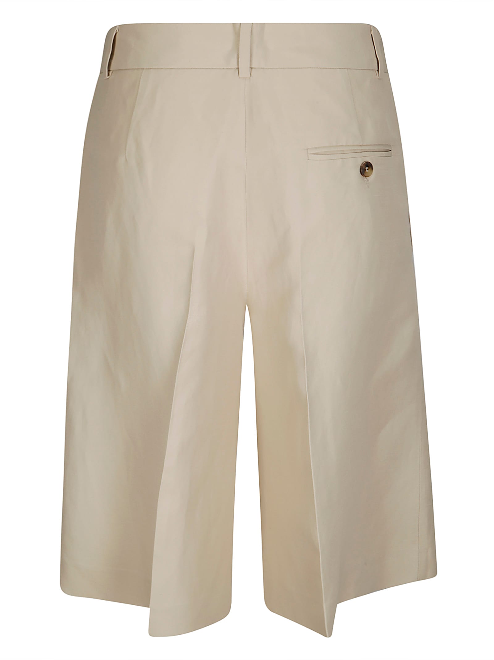 Alberto Biani Soft Linen Blend Shorts With Front Hook In Neutral