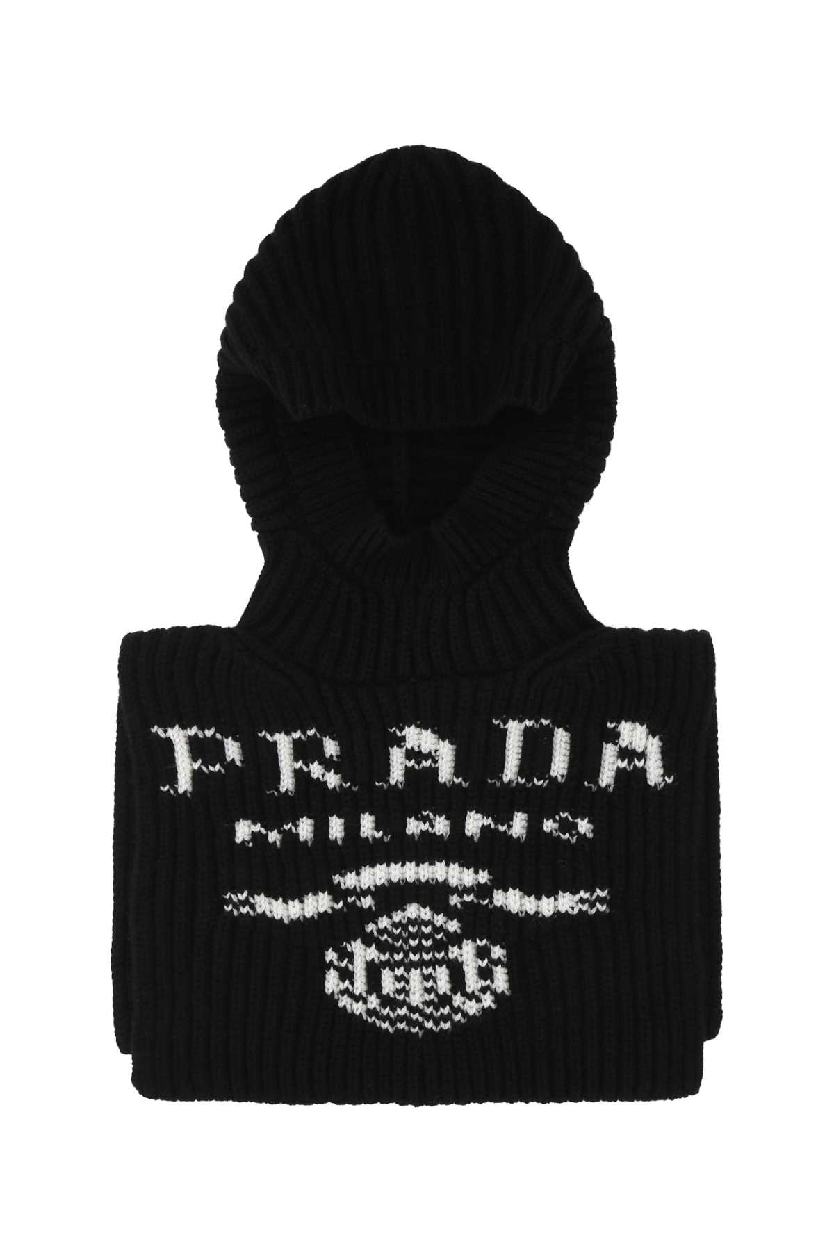 Shop Prada Black Cashmere Balaclava In F0002