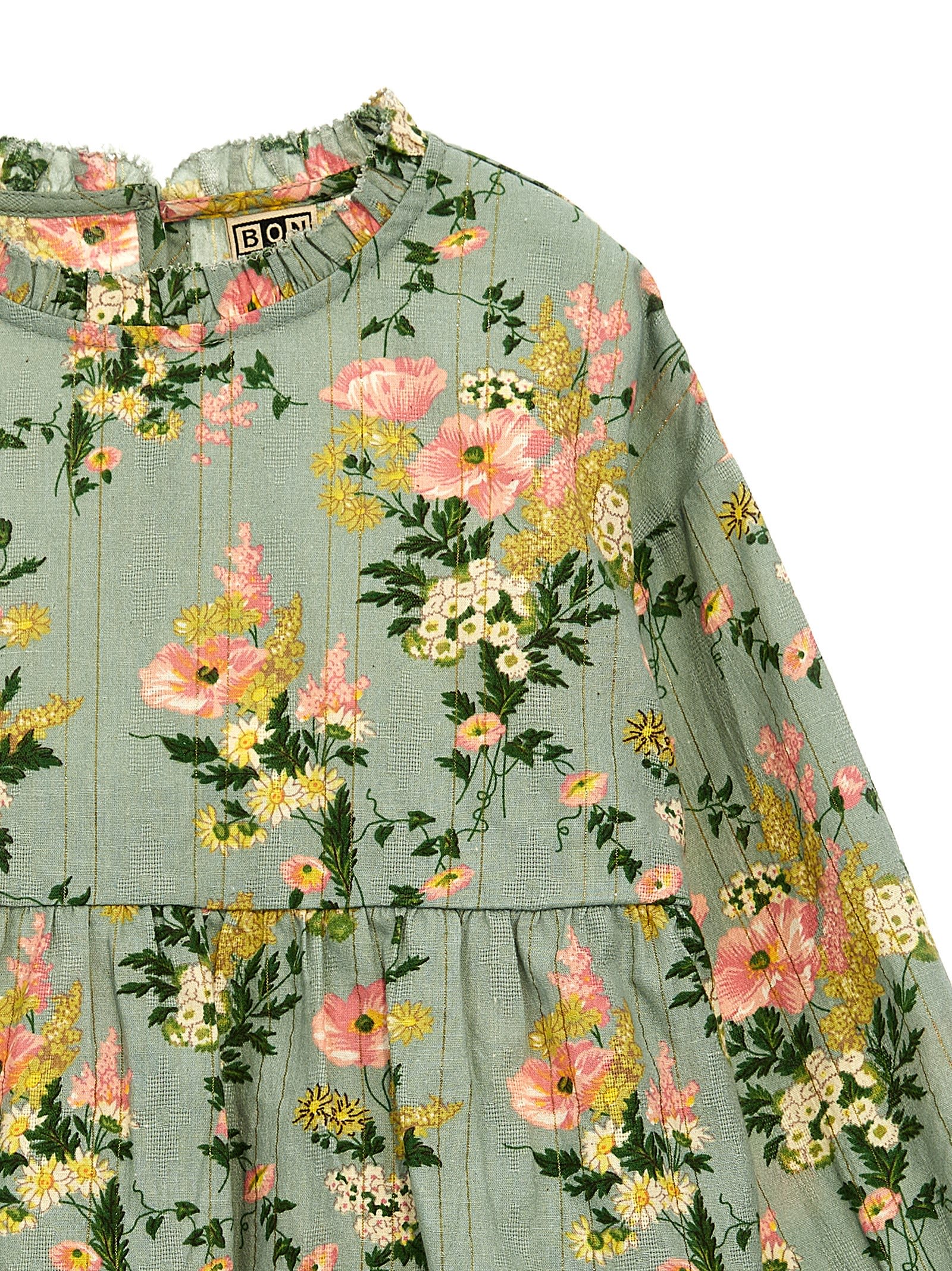 Bonton Floral-print Short-sleeved Blouse In Multicolor