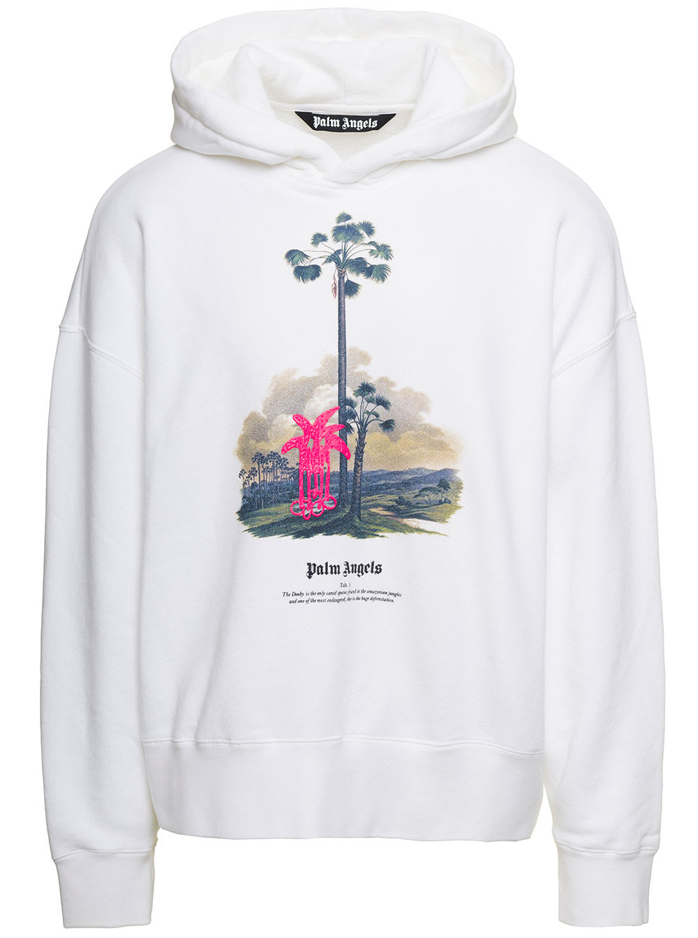 PALM ANGELS WHITE DOUBY LOST IN AMAZONIA HOODIE IN COTTON MAN