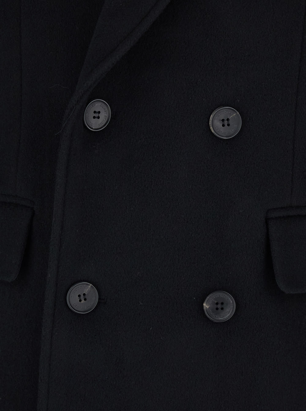 Dunst Black Double-breasted Coat With Peak Revers In Cashmere Woman In Black
