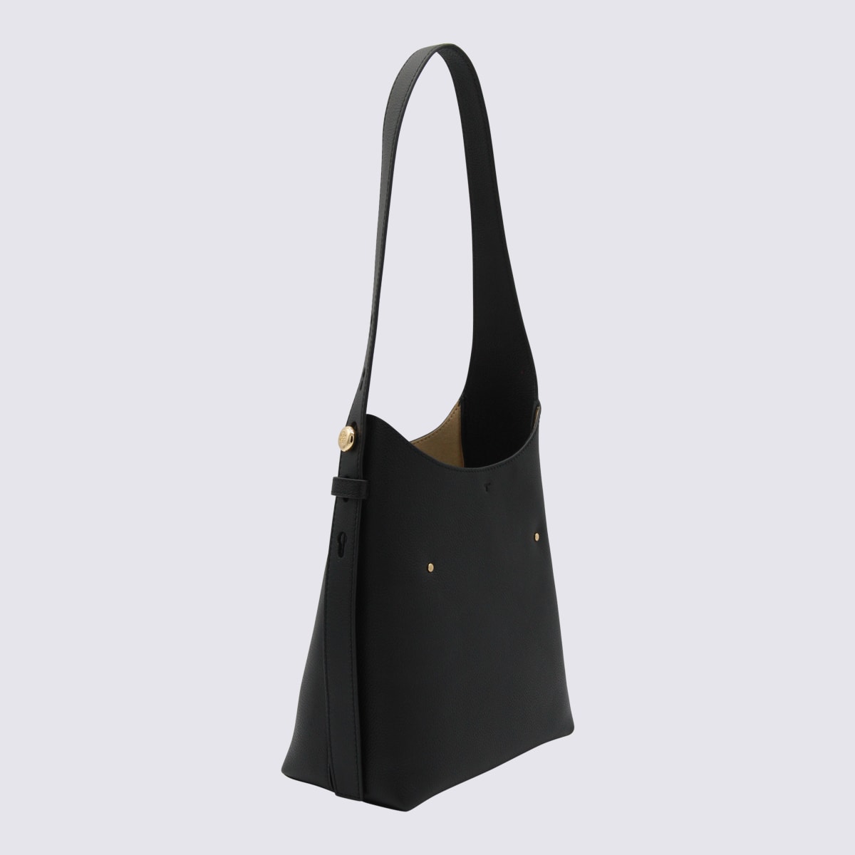 Tory Burch Black Leather Hobo Romy Small Shoulder Bag In Black