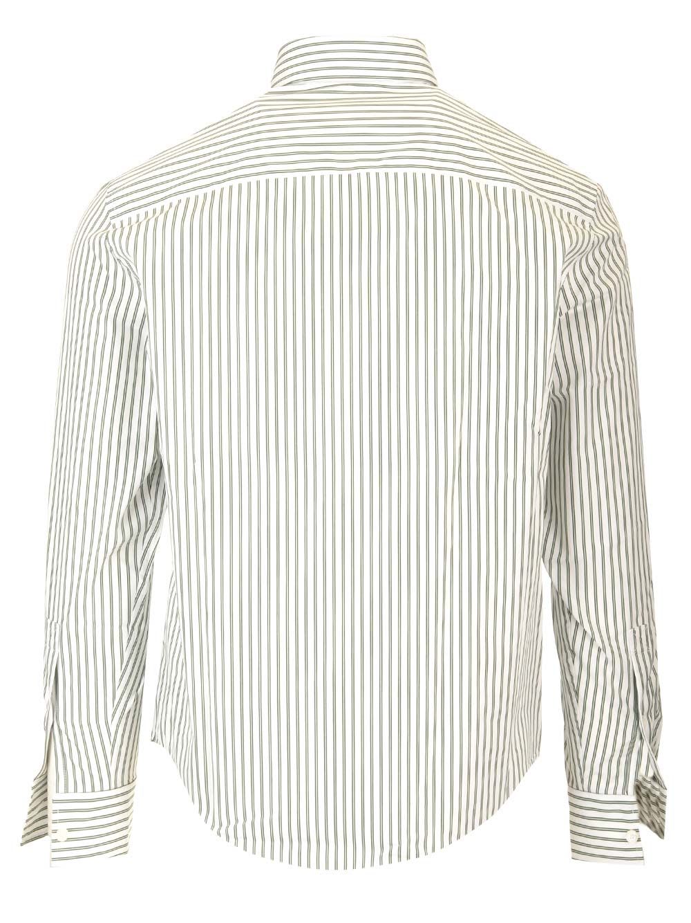 Burberry Shirt Striped Pattern Collar Button-down In Coniferchalk