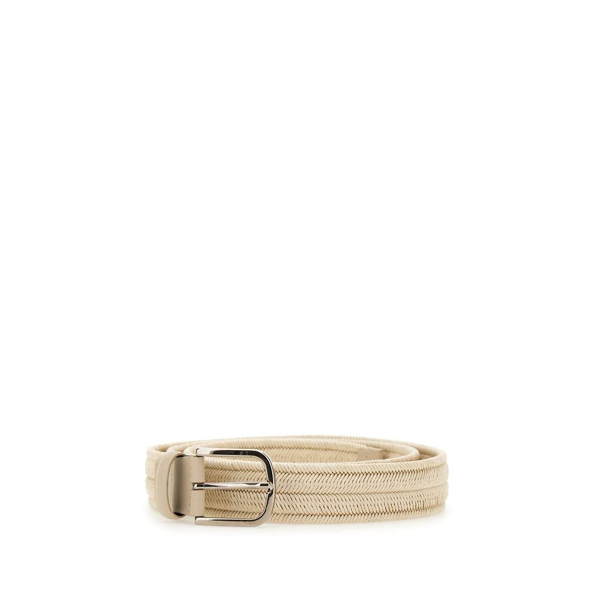 Shop Orciani Cotton And Leather Belt In Beige