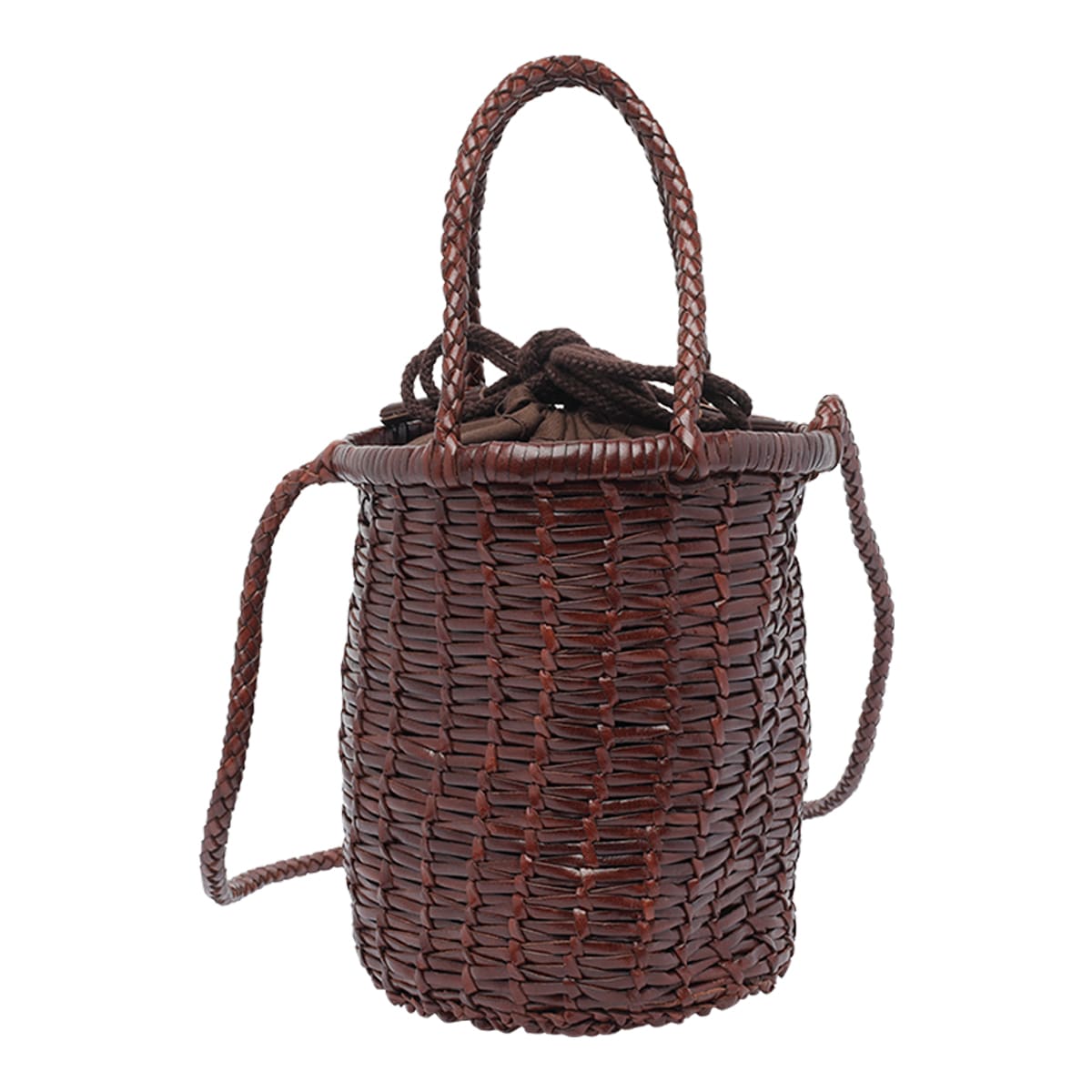 Dragon Diffusion Woven Texture Shoulder Bag With Dual Handles In Brown