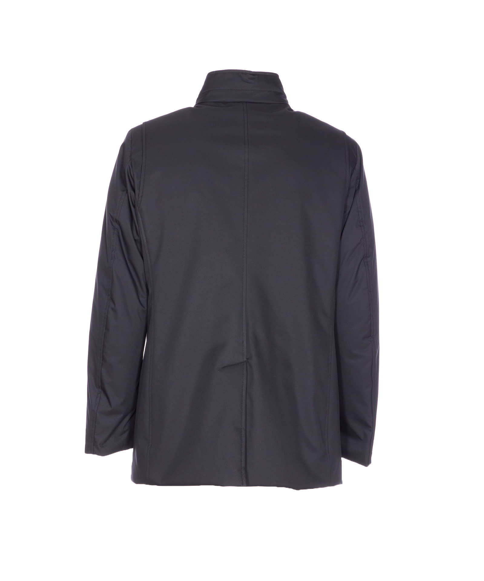 Moorer High Neck Padded Jacket With Cuff Straps In Blue