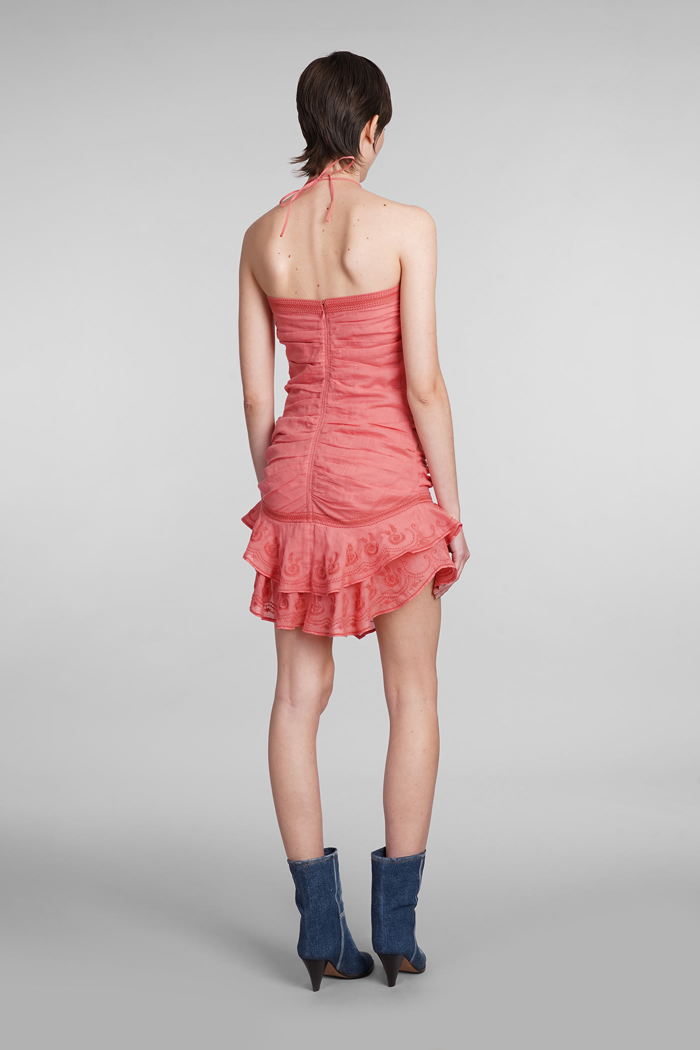 Shop Isabel Marant Emanuela Dress In Rose-pink Ramie