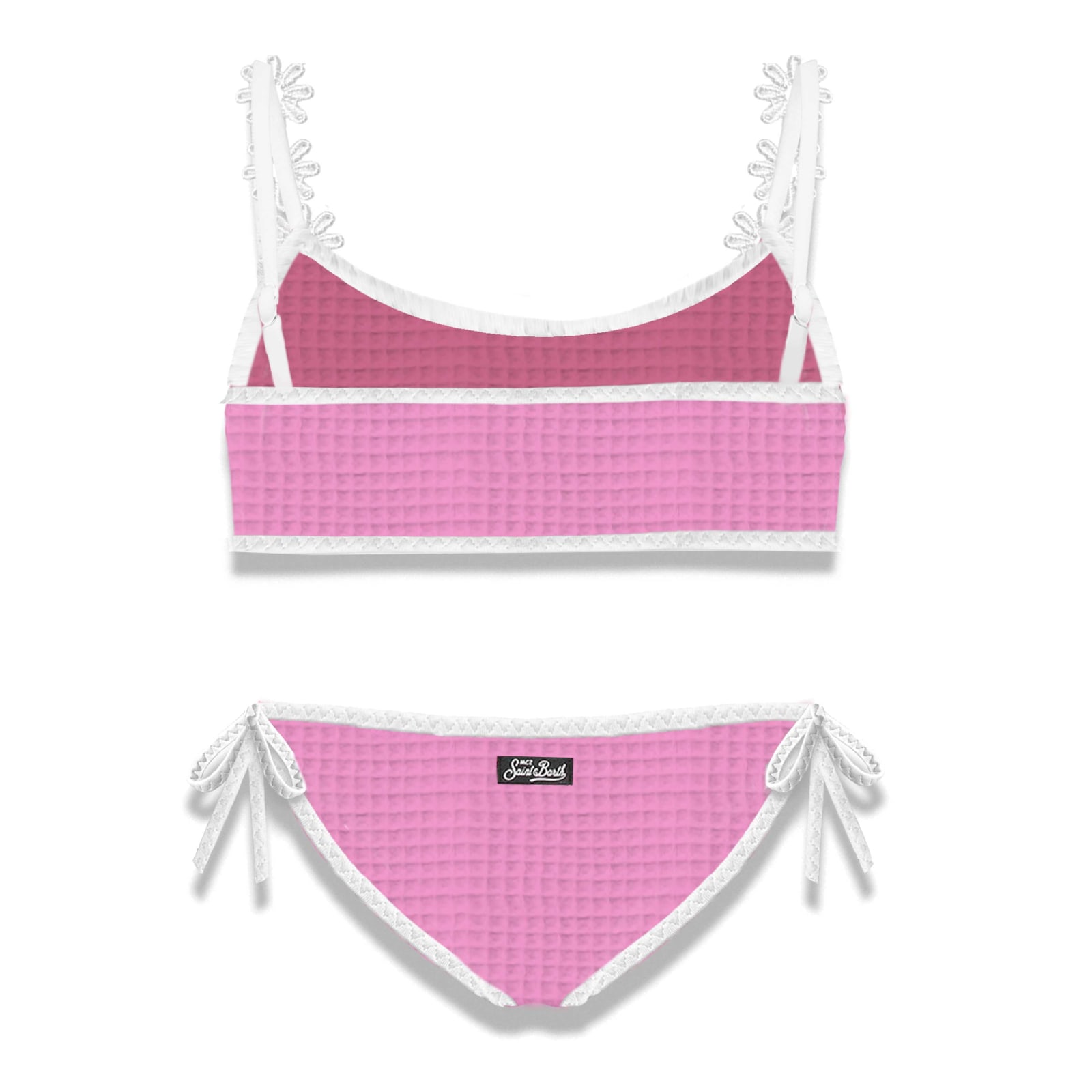 Shop Mc2 Saint Barth Girl Bralette Bikini With Embroidery In Pink