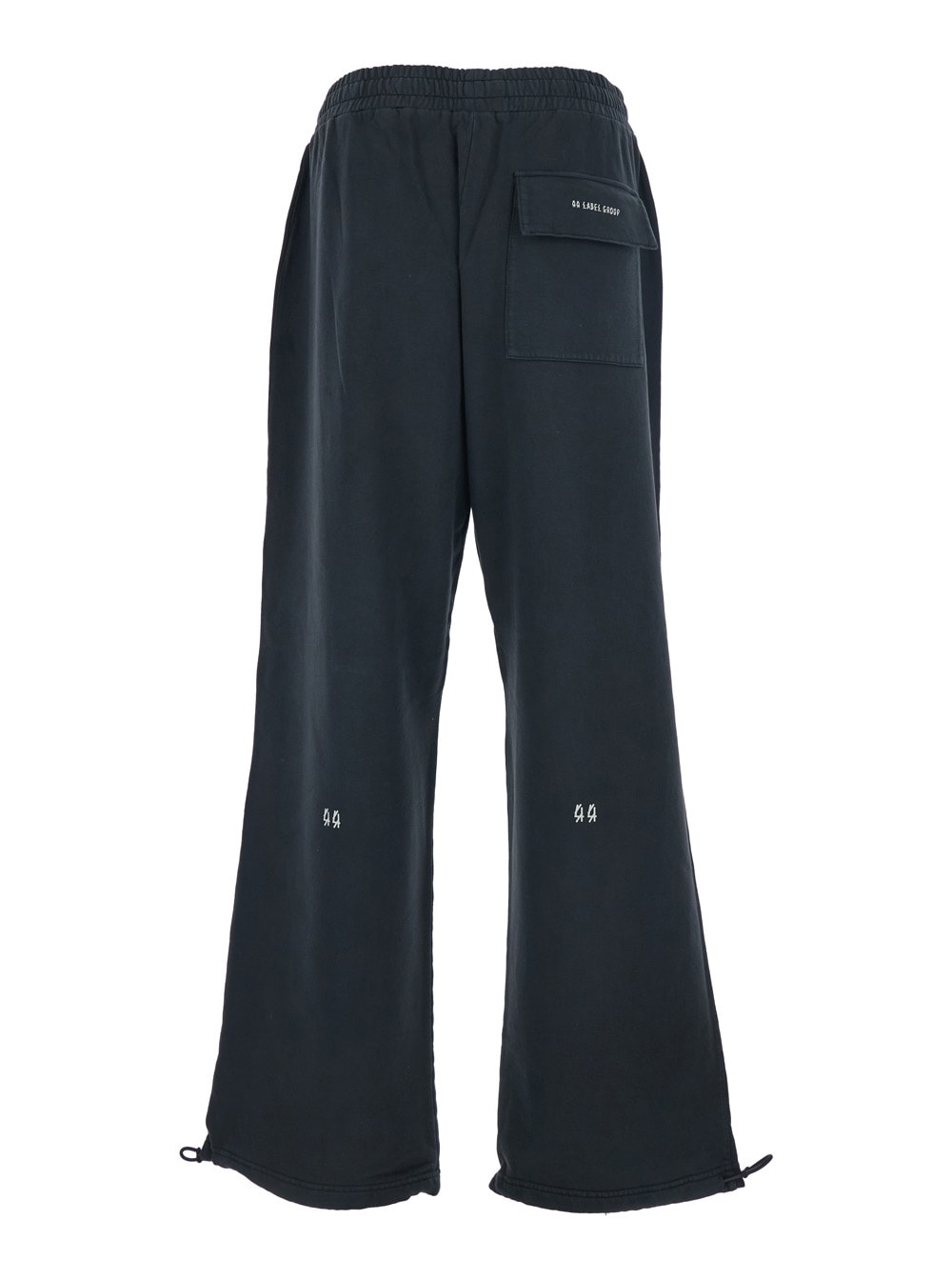 44 Label Group Black Pants With Elastic Waist And Drawstring Hem In Tech Fabric Man In Blue