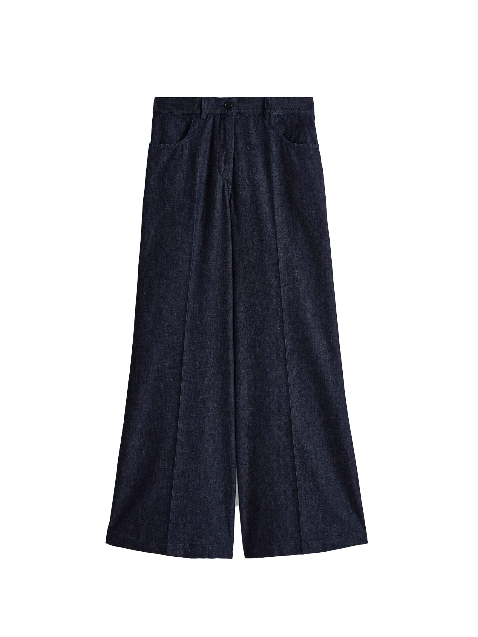 Shop Aspesi Dark Blue Wide Trousers In Denim