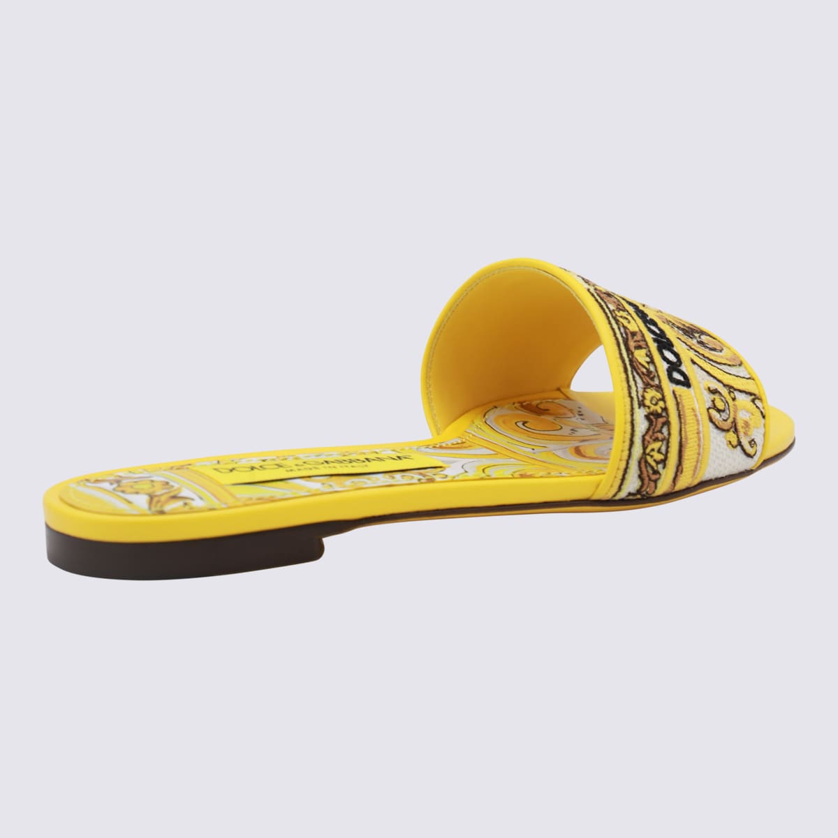 Shop Dolce & Gabbana Yellow Flats In Multicolor/sole