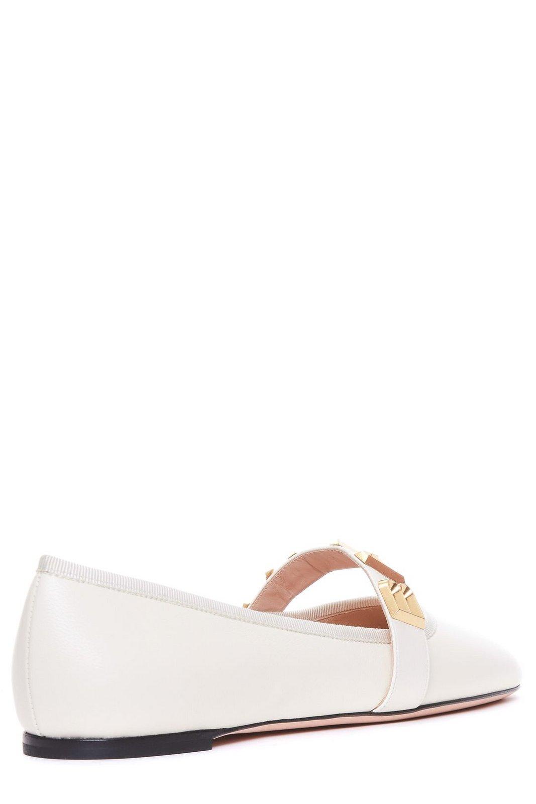 Shop Bally Balby Squared Toe Ballet Flats In Neutrals