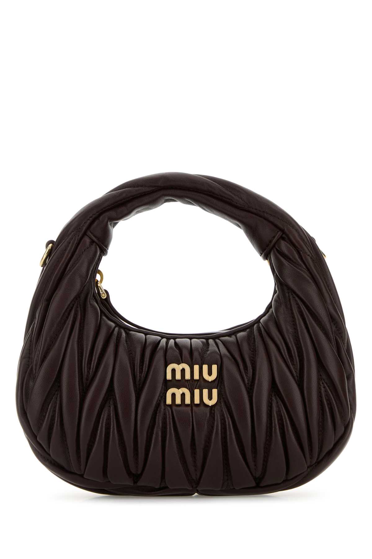 Miu Miu Chocolate Nappa Leather Mini Wander Handbag