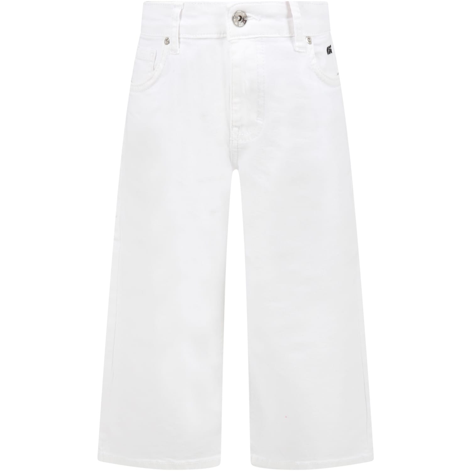MSGM White Jeans For Girl With Logo