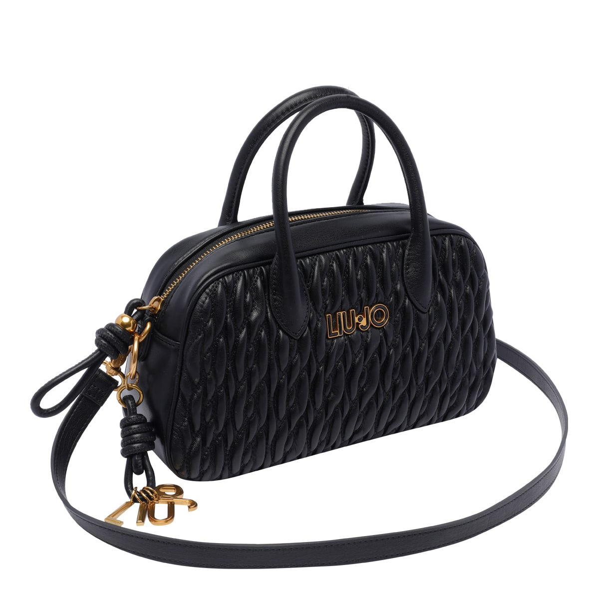 Shop Liu •jo Medium Logo Handbag In Black