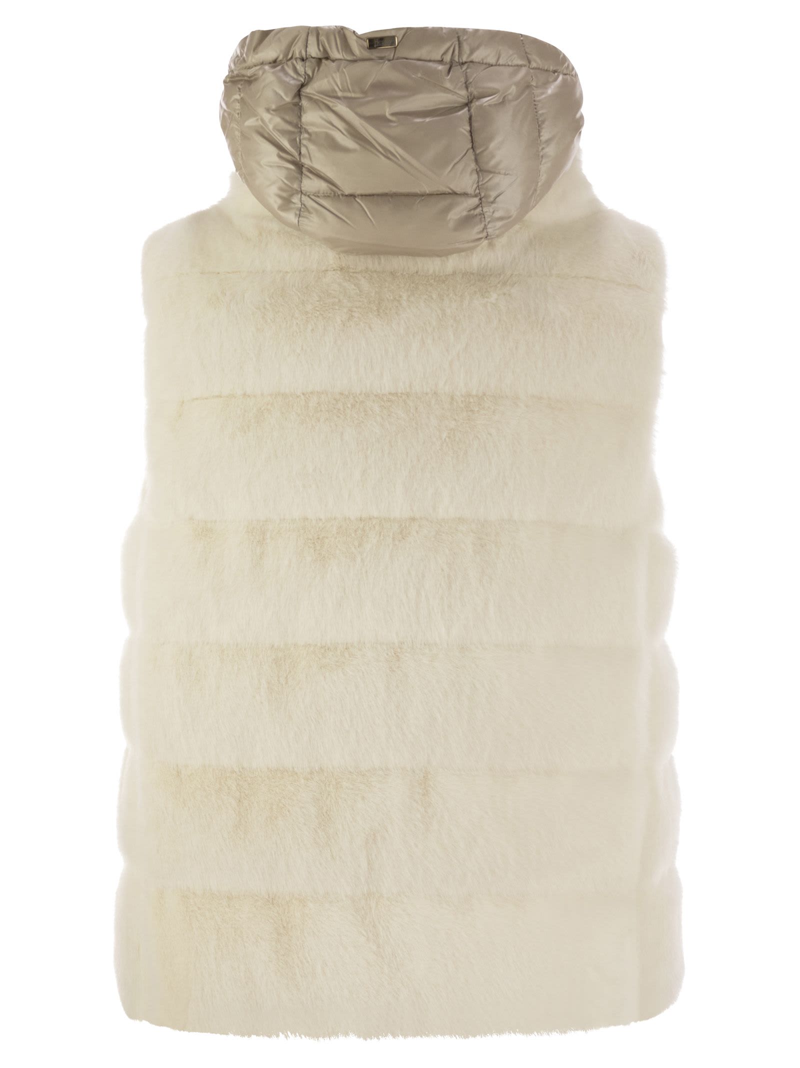 Shop Herno Cruelty-free Fur Sleeve Coat In White