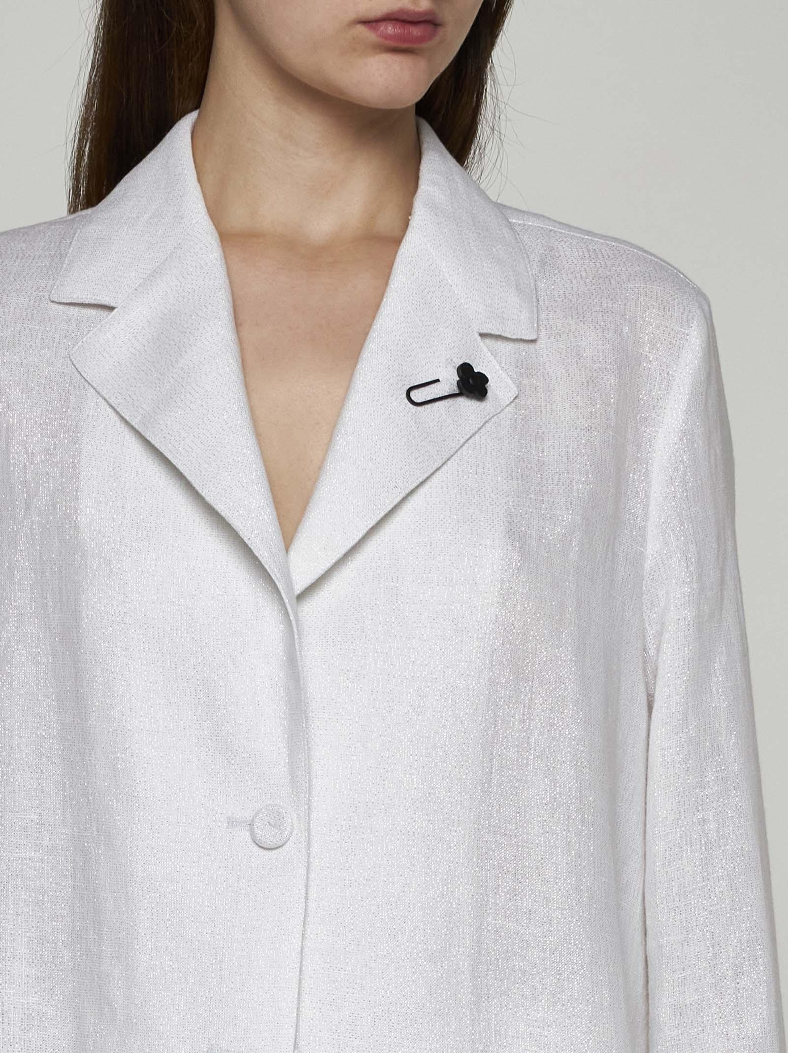 Shop Lardini Lame Wool Suit In White