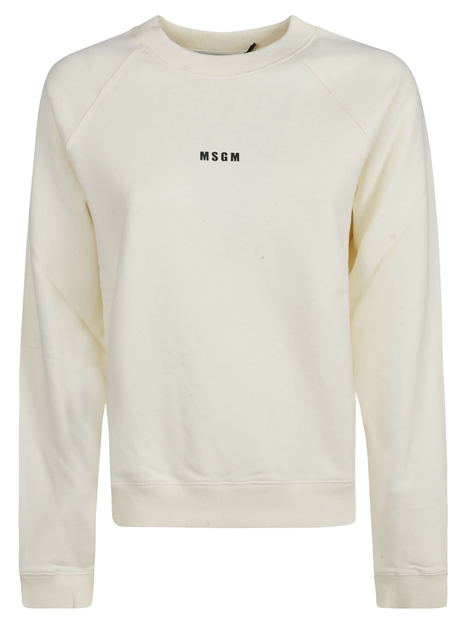 Msgm Logo Printed Crewneck Sweatshirt In Ivory