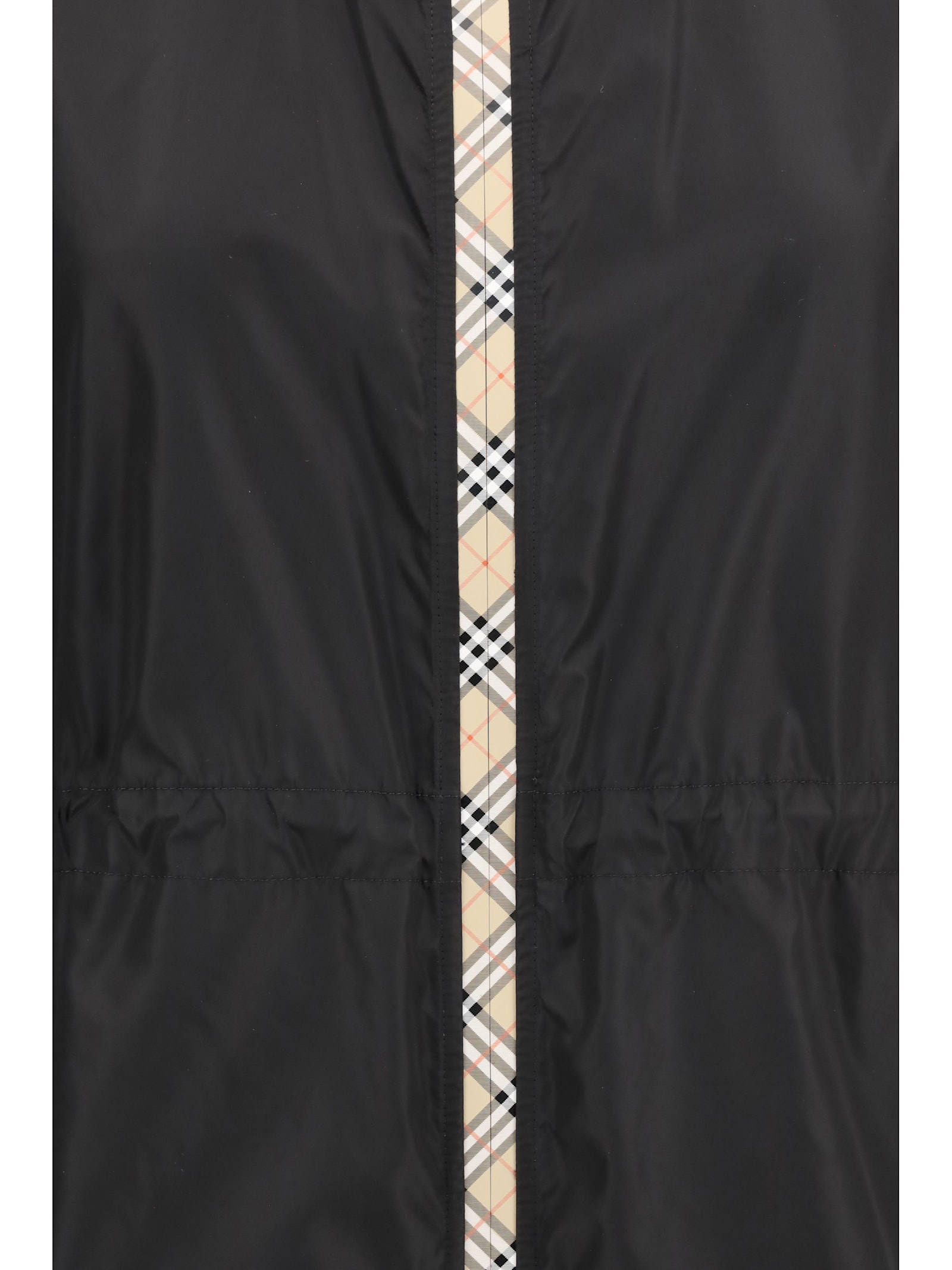 Burberry Check Motif Nylon Jacket In Black