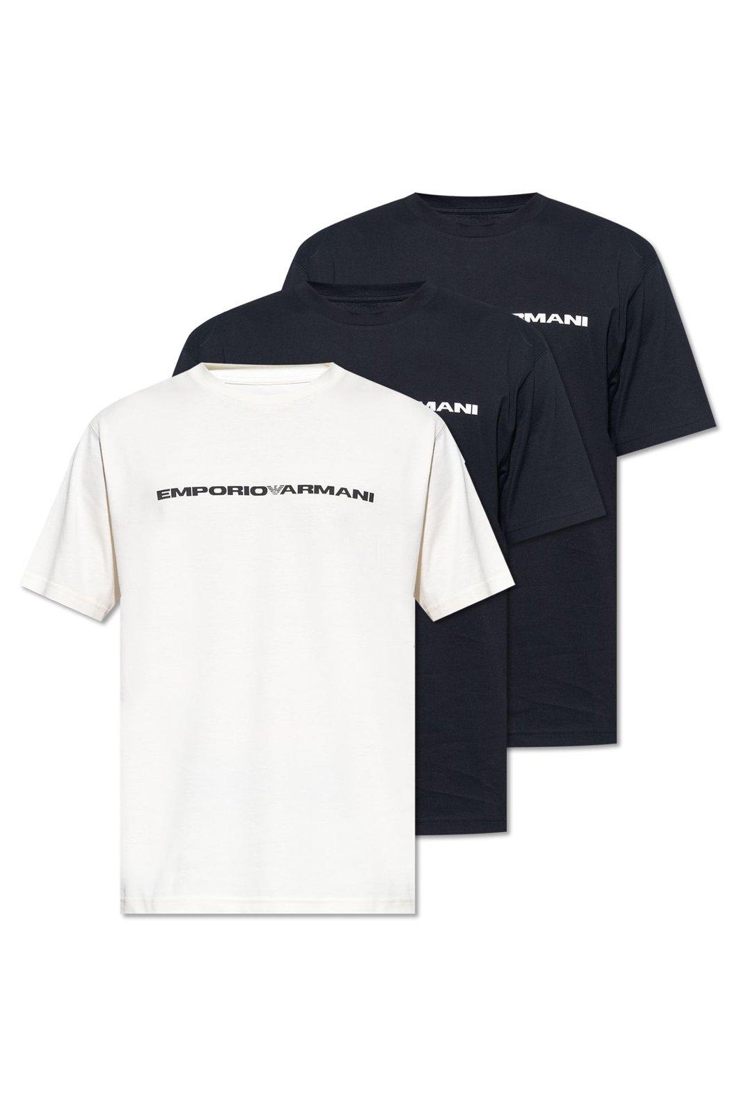Emporio Armani Branded T-shirt 3 Pack In Variante Print