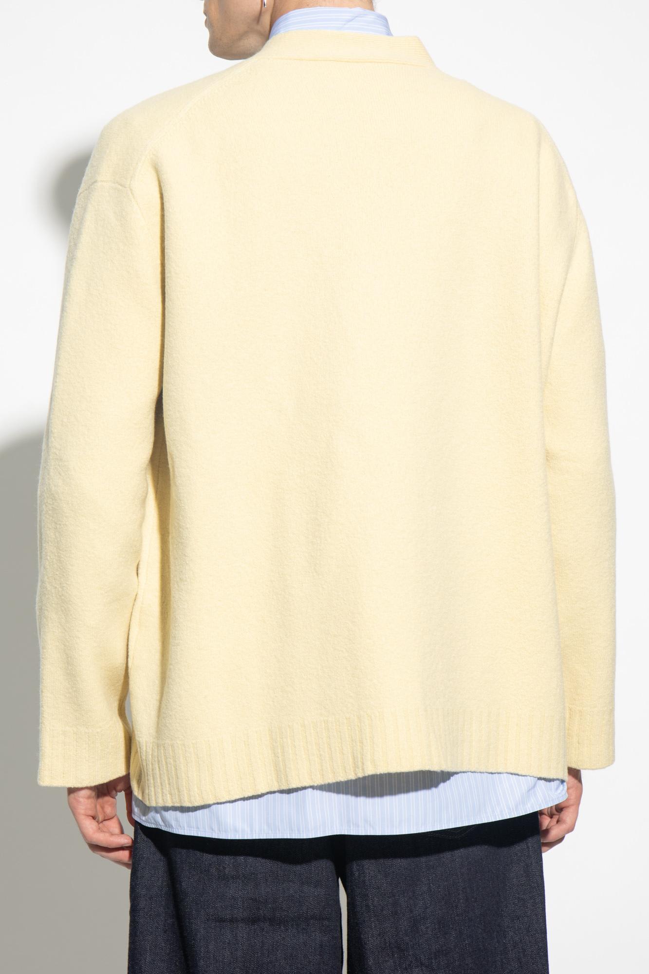 Shop Jil Sander Wool Cardigan In Yellow