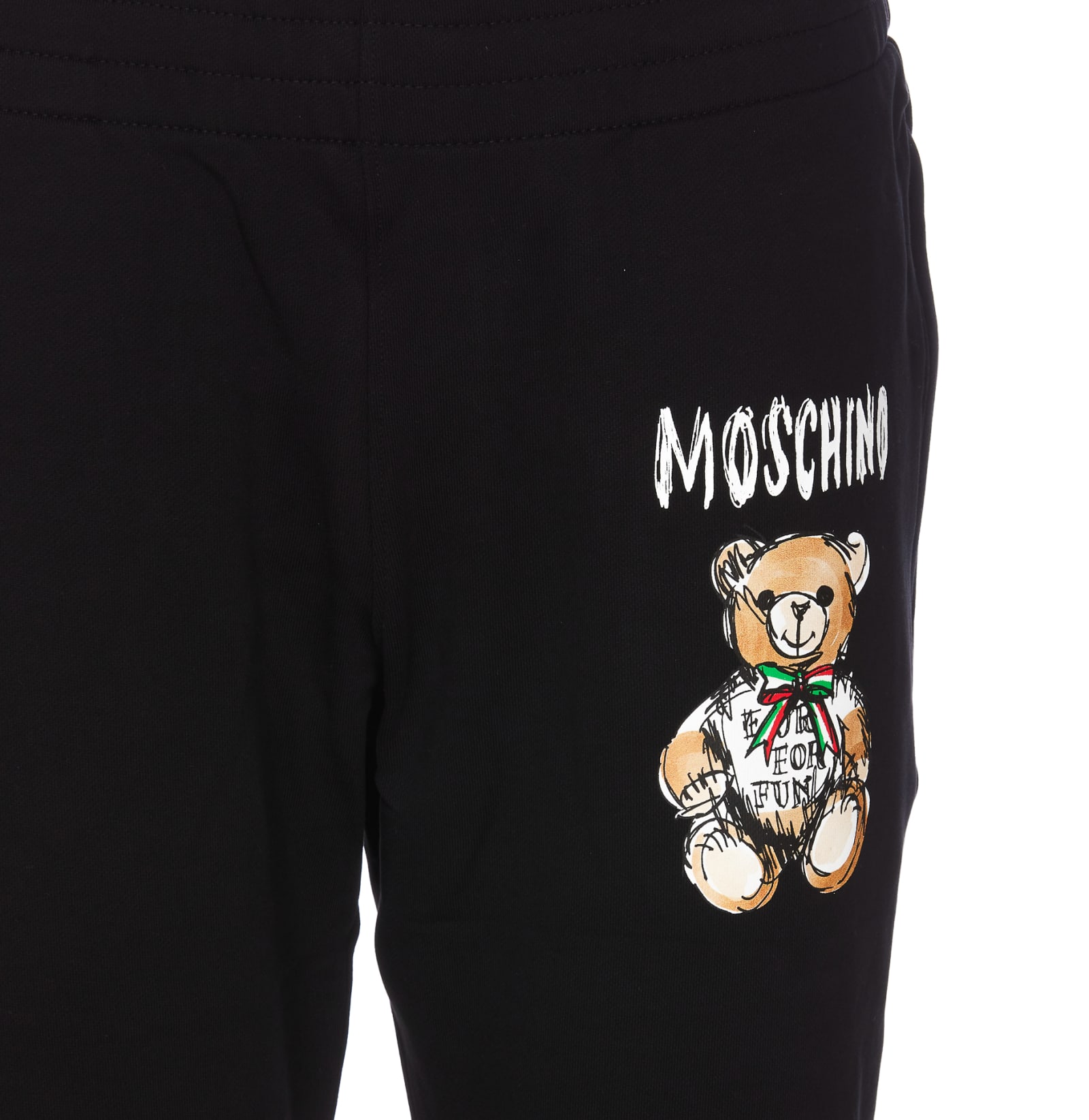 Shop Moschino Drawn Teddy Bear Sweatpants In Black
