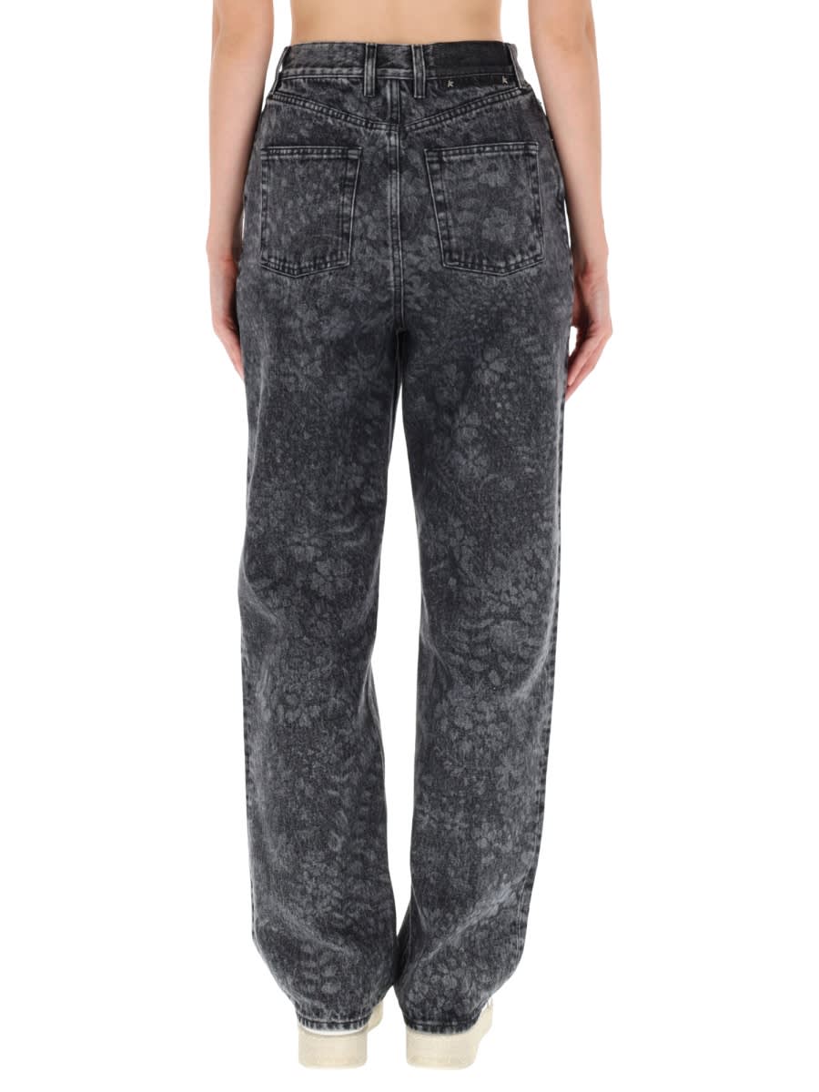 Golden Goose Straight Jeans With Floral Motif In Black