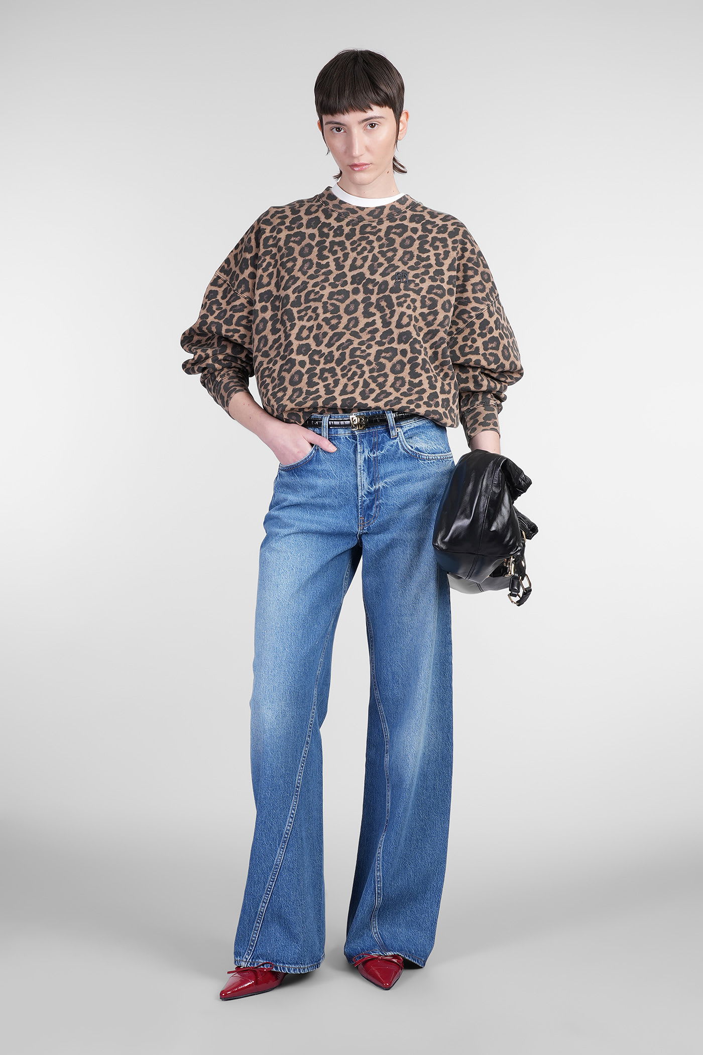 Anine Bing Miles Sweatshirt In Animalier Cotton In Animal Print