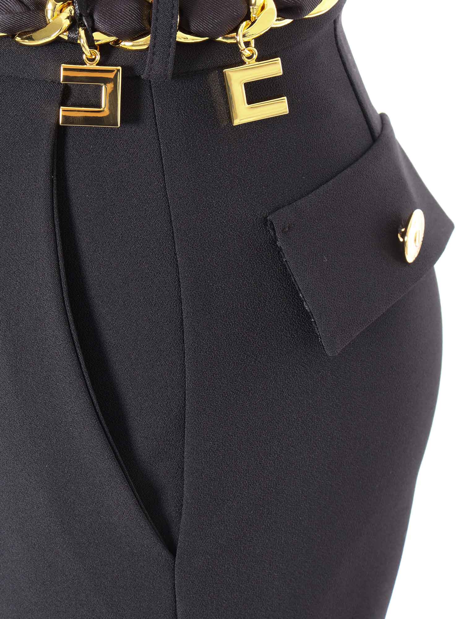 Shop Elisabetta Franchi Black Trousers With Bow