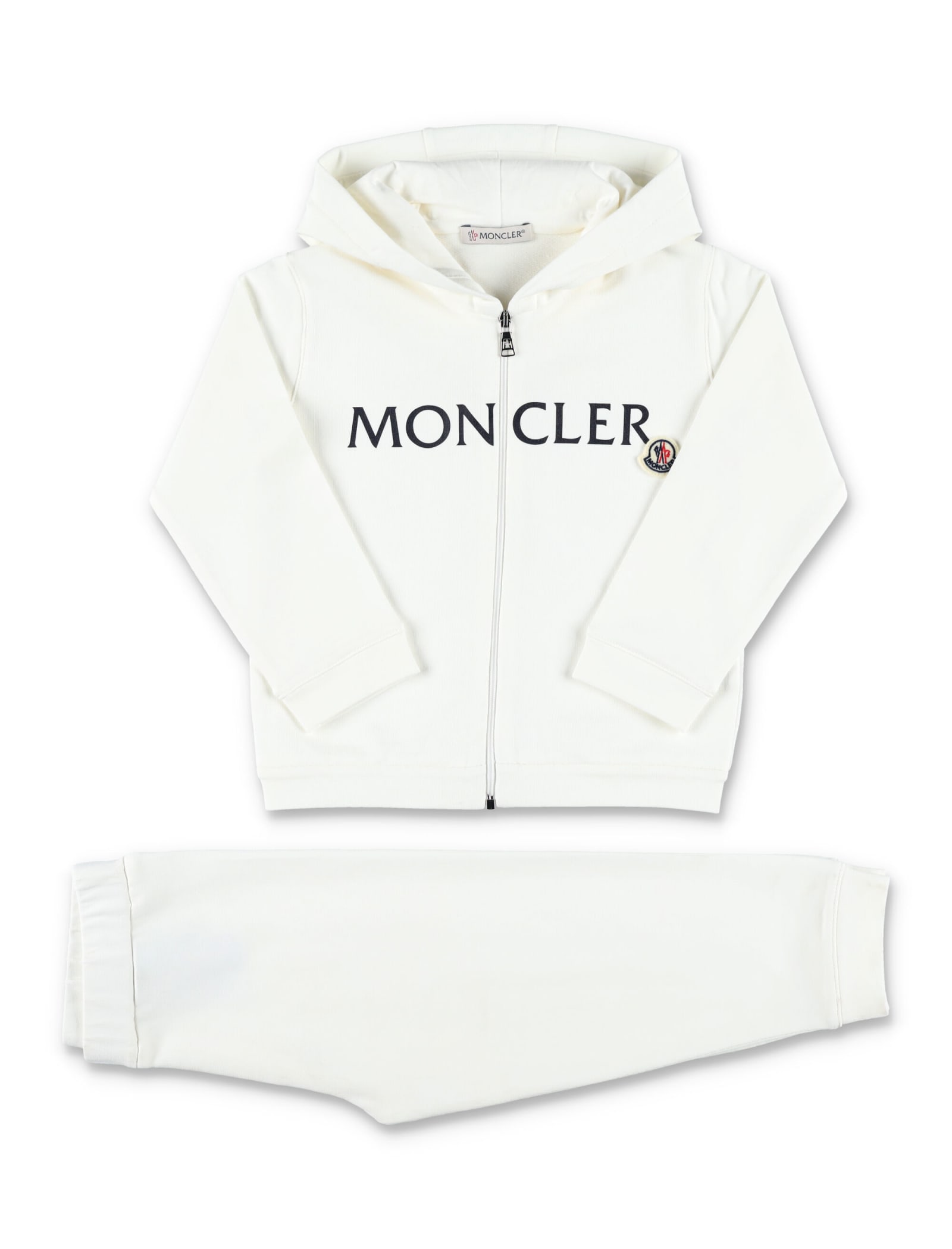Moncler Kids' Set Zipped Hoodie And Pants In White