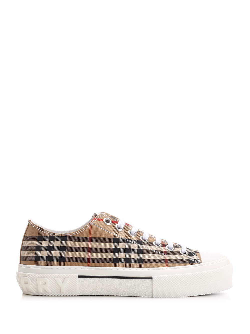 Burberry Women Vintage Check Cotton Sneakers In Beige
