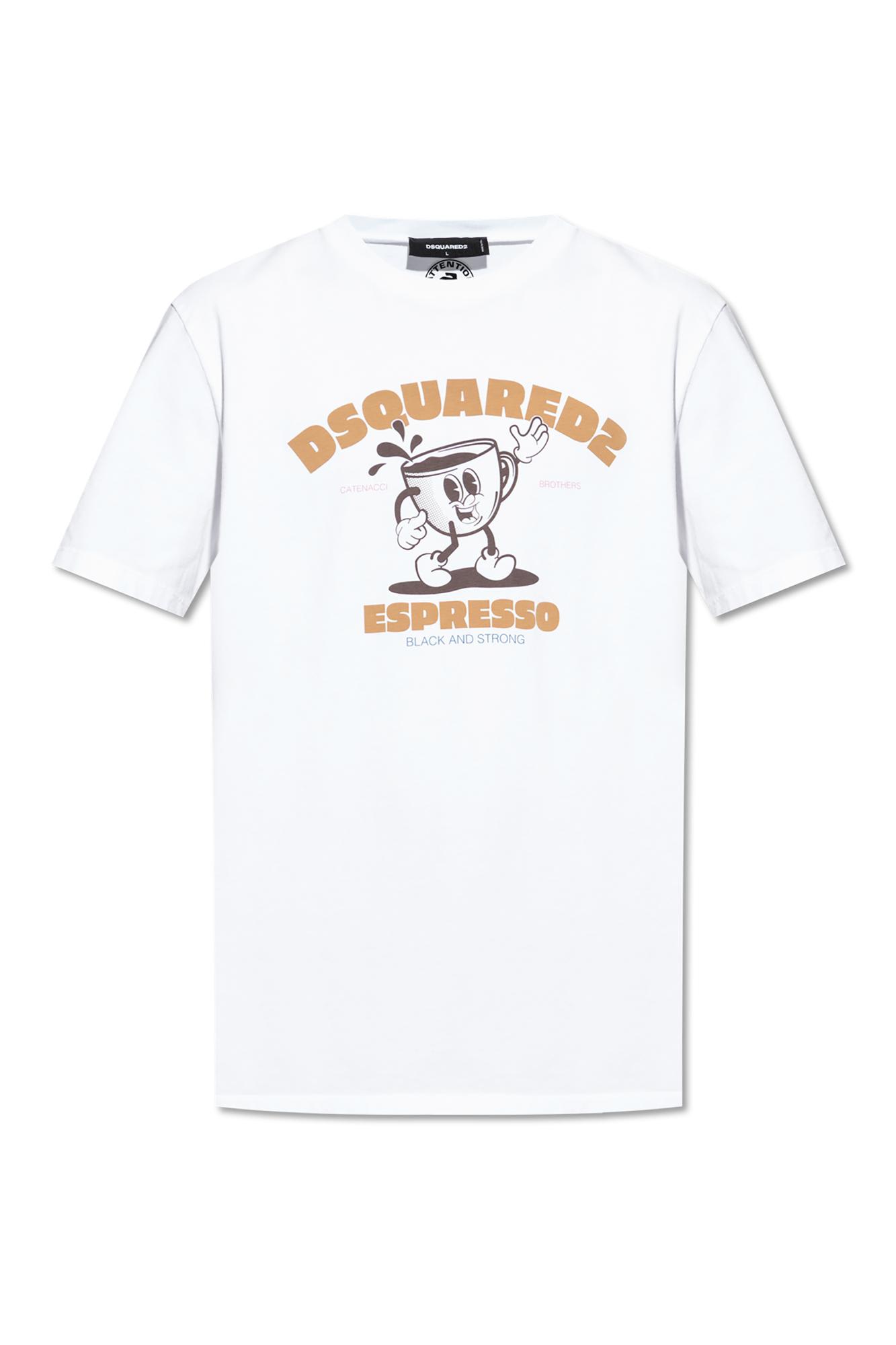 Dsquared2 Playful Graphic Print Cotton T-shirt In White