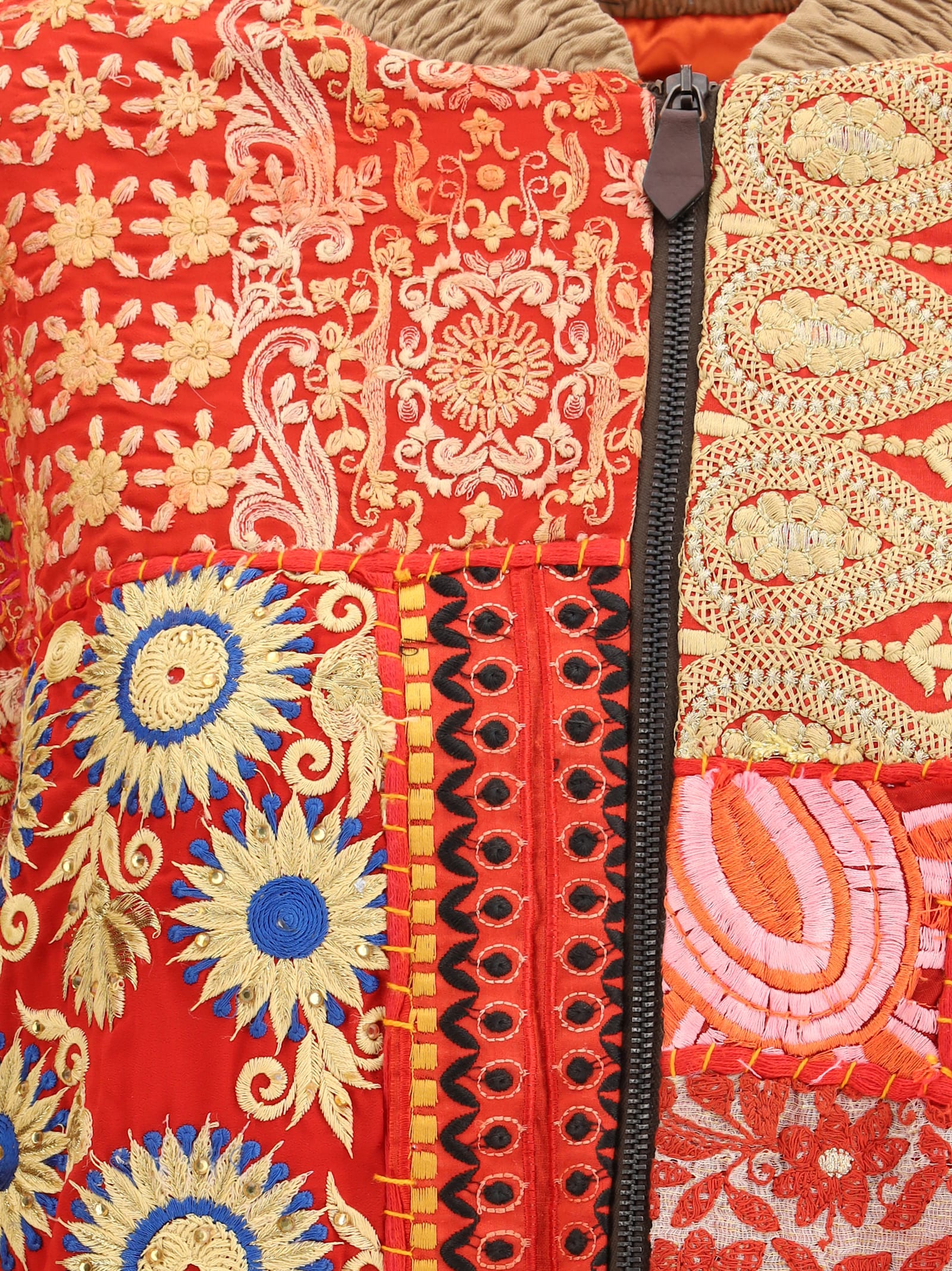 Ella Multicolor Cotton Bomber In Orange