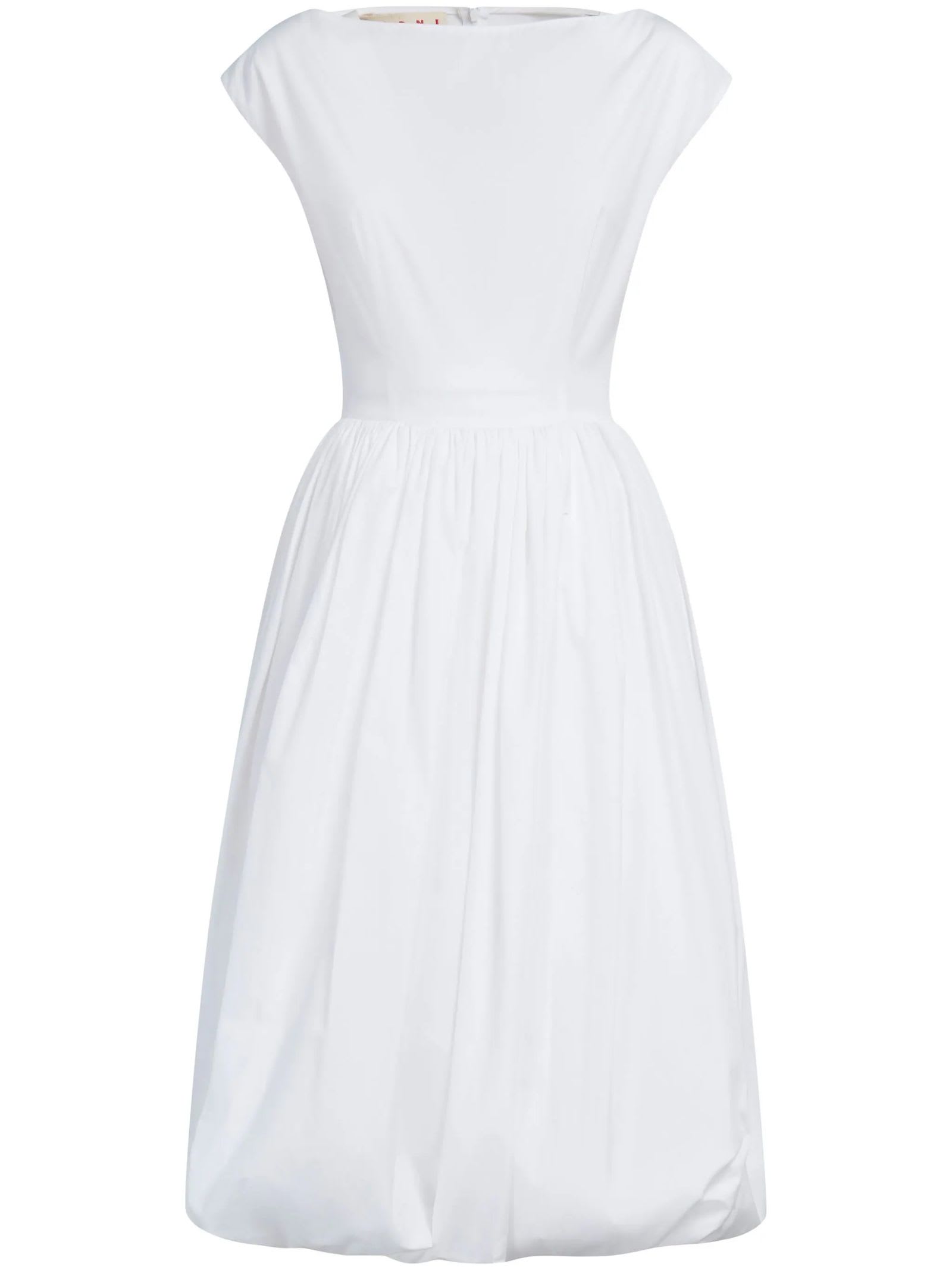 Shop Marni White Cotton Midi Dress