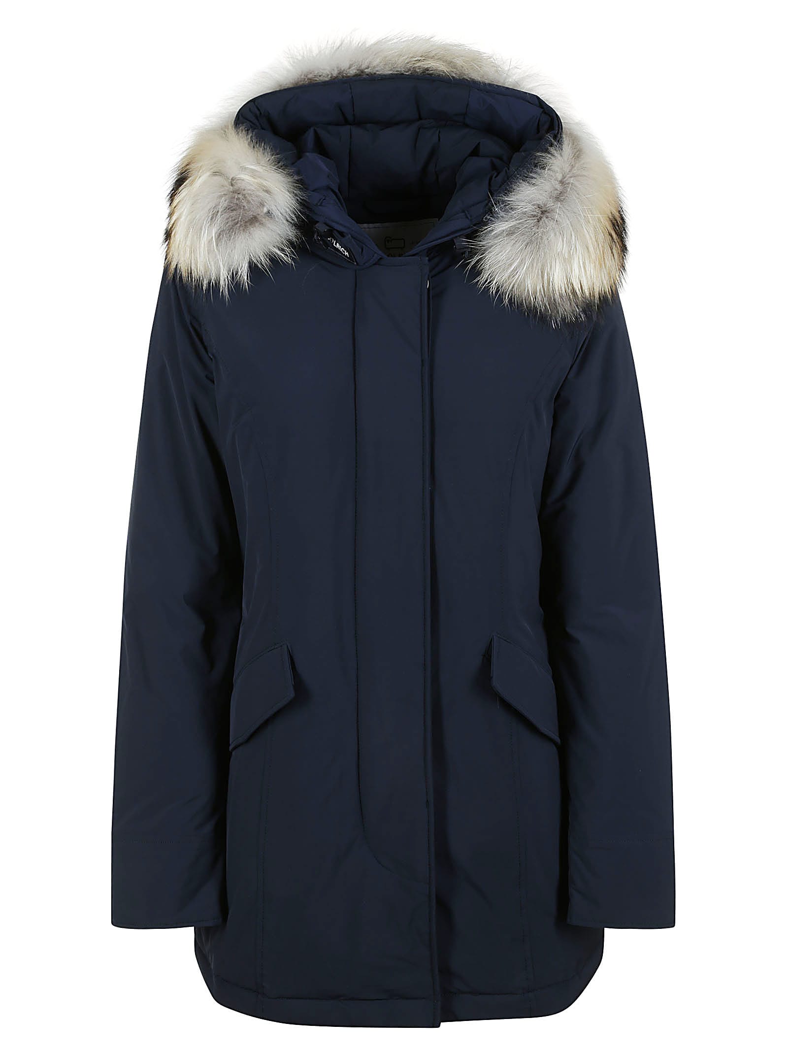 Shop Woolrich Luxury Arctic Raccoon Parka In Melton Blue