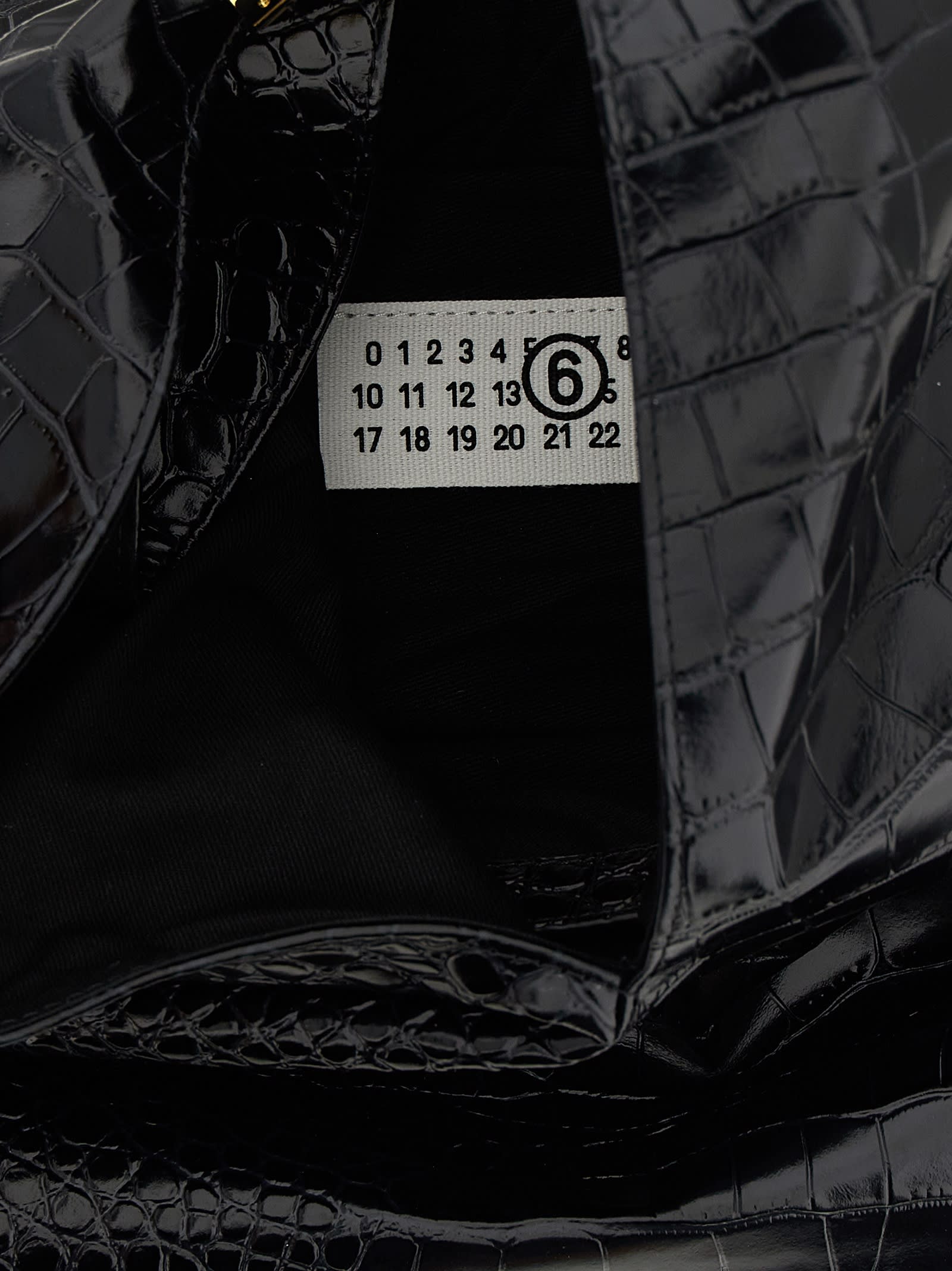 Mm6 Maison Margiela New Japanese Bag In Crocodile-embossed Leather In Black