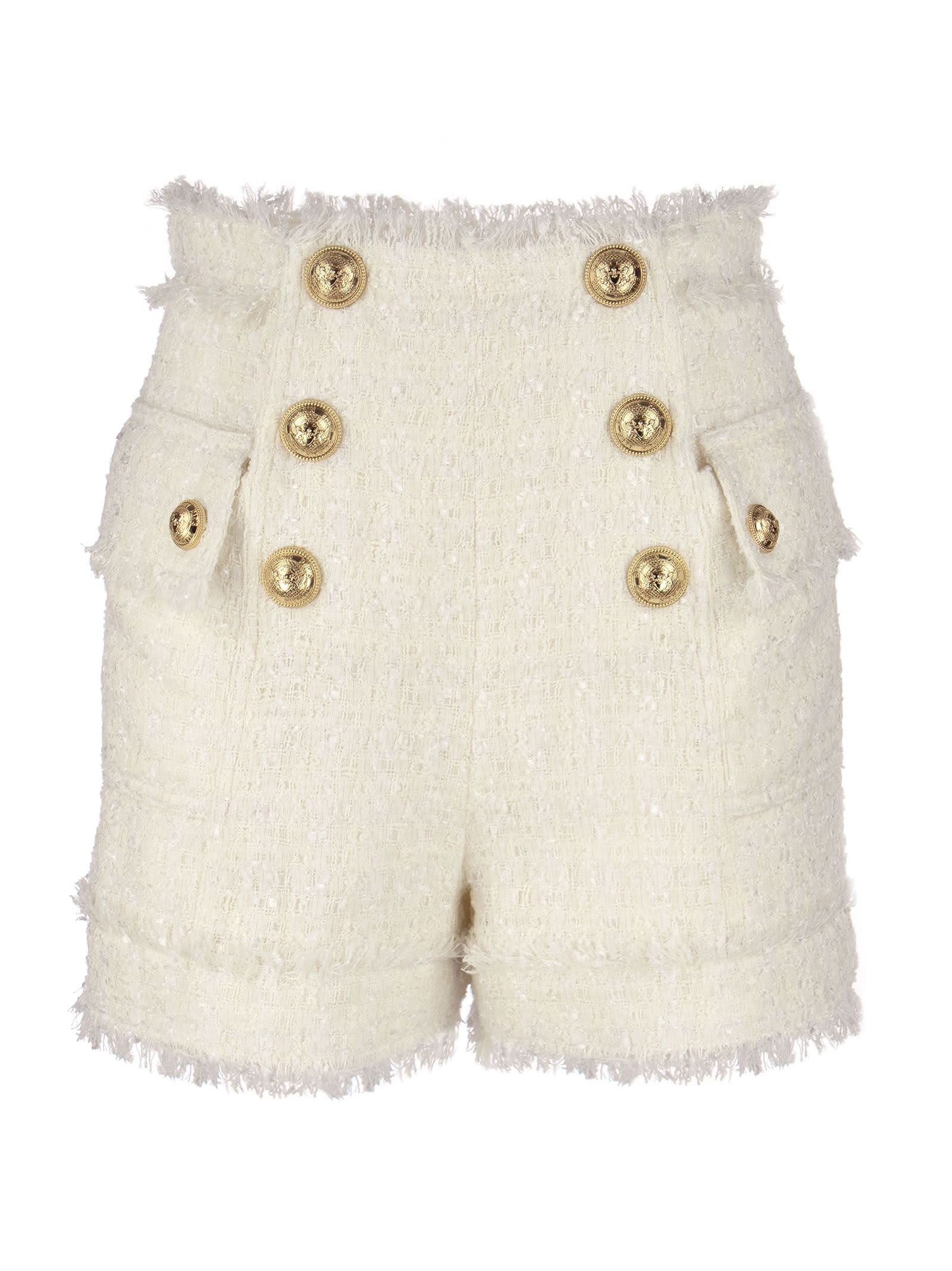 Balmain High-waisted Tweed Shorts